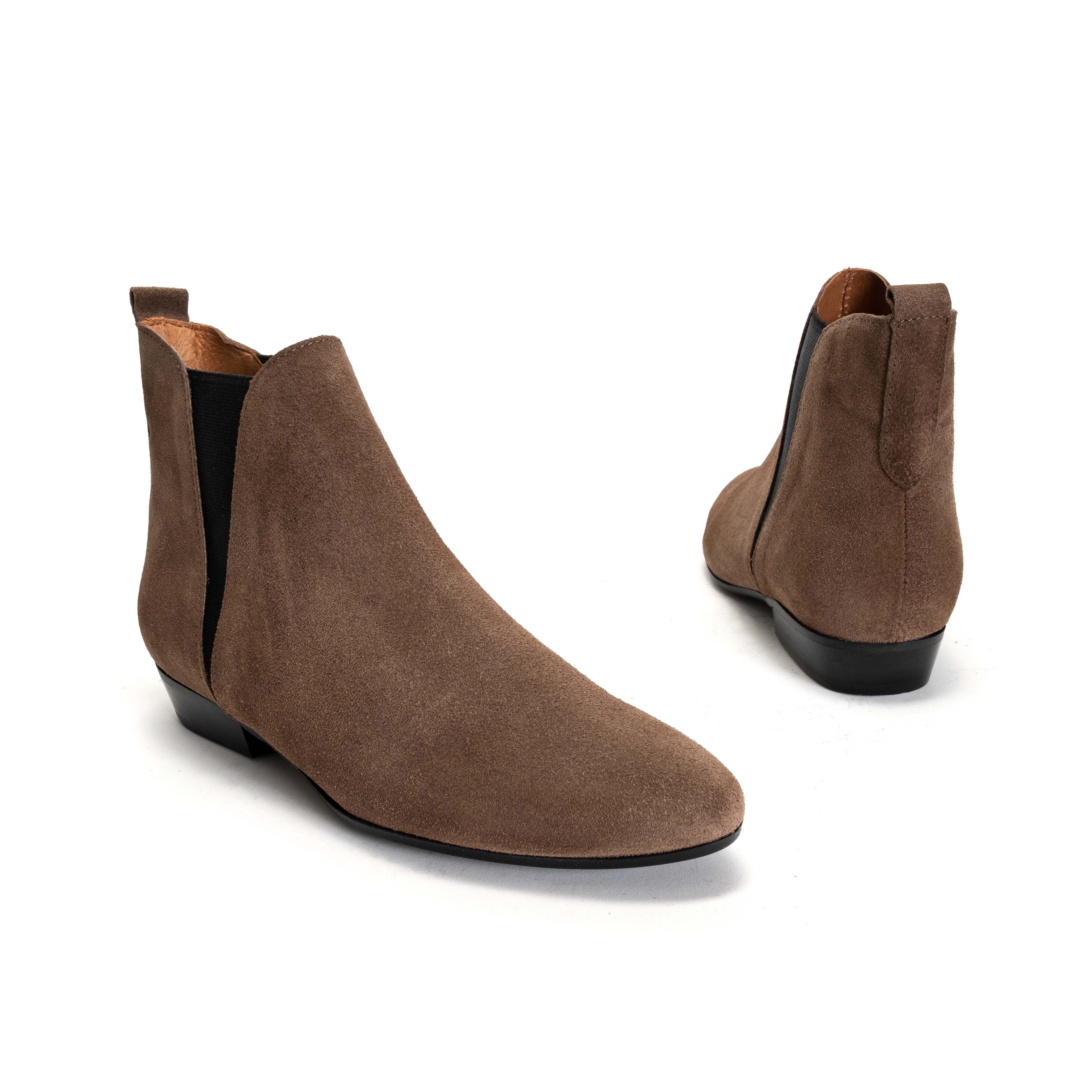 Rita Calf suede Dark taupe - Image 4