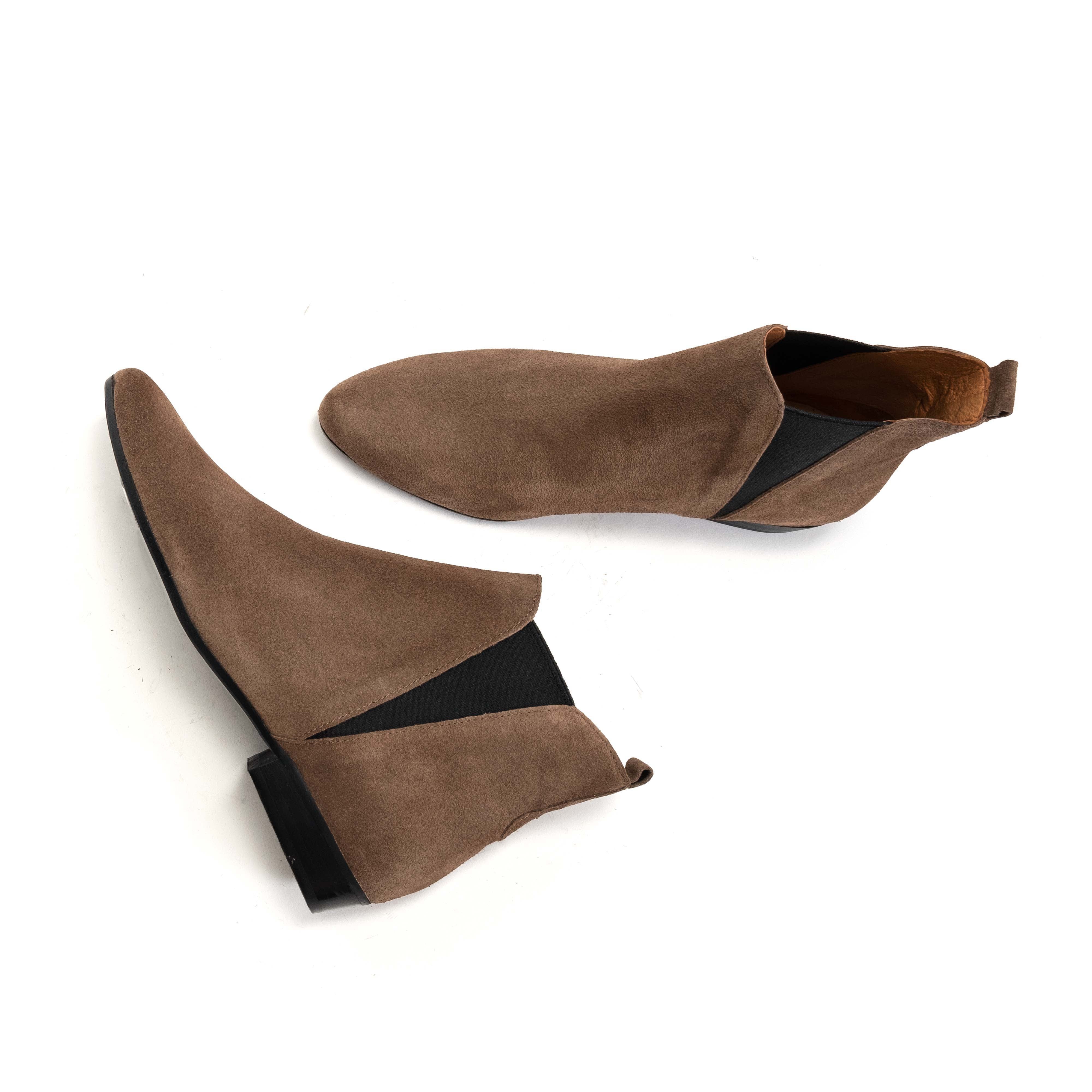 Rita Calf suede Dark taupe - Image 5