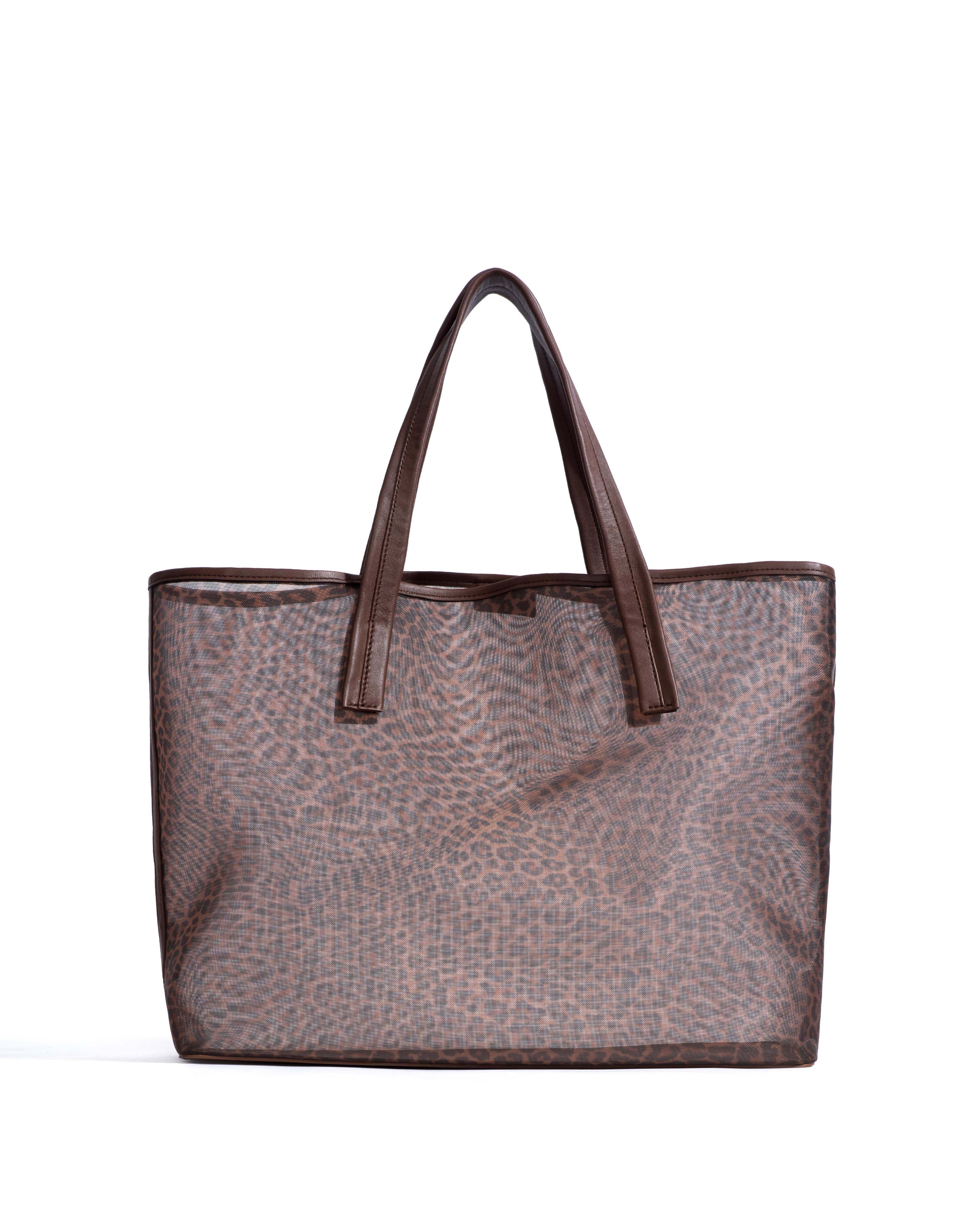 Ruba shopper mesh Shiny lamb & mesh Chocolate & leopard