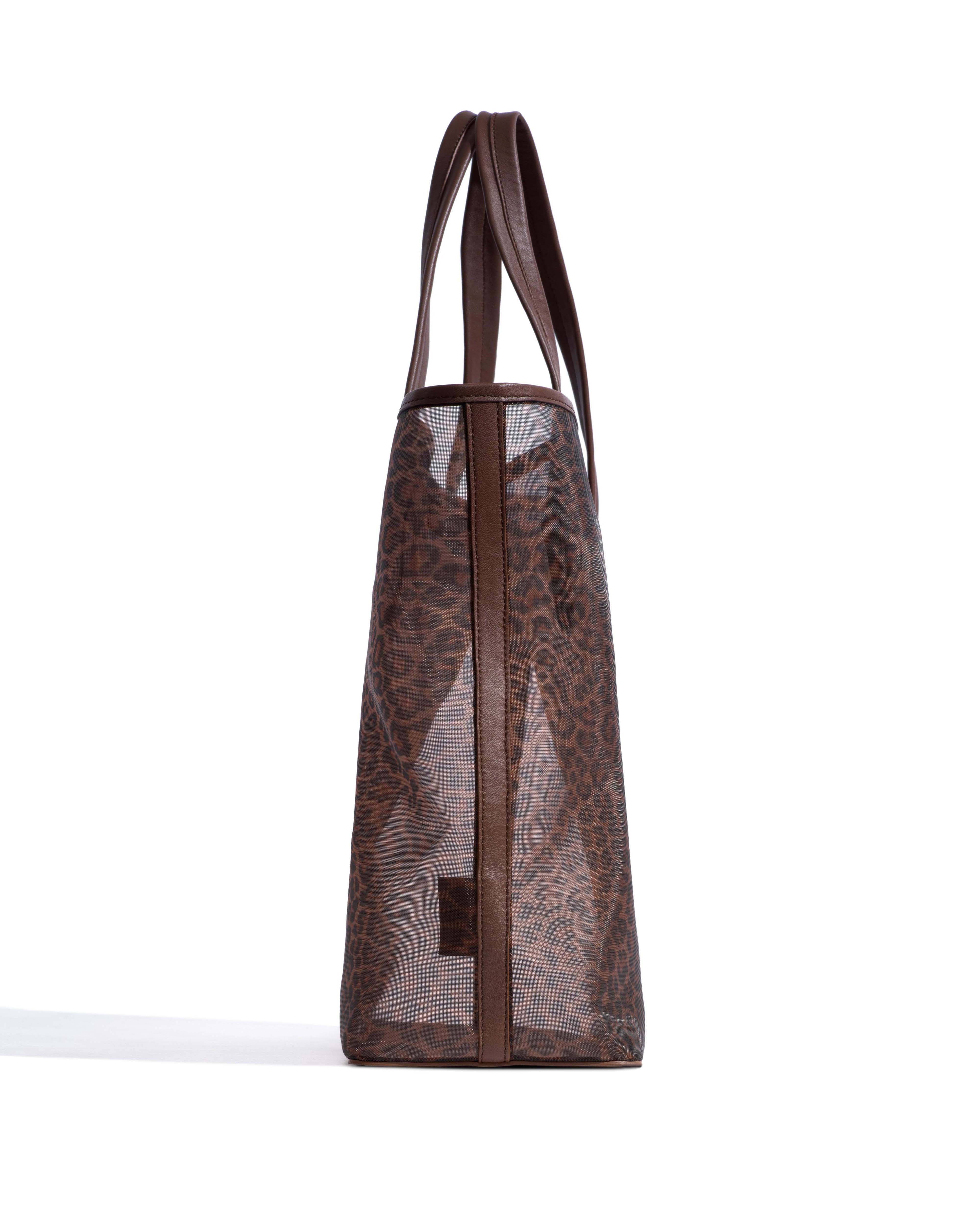 Ruba shopper mesh Shiny lamb & mesh Chocolate & leopard - Image 3