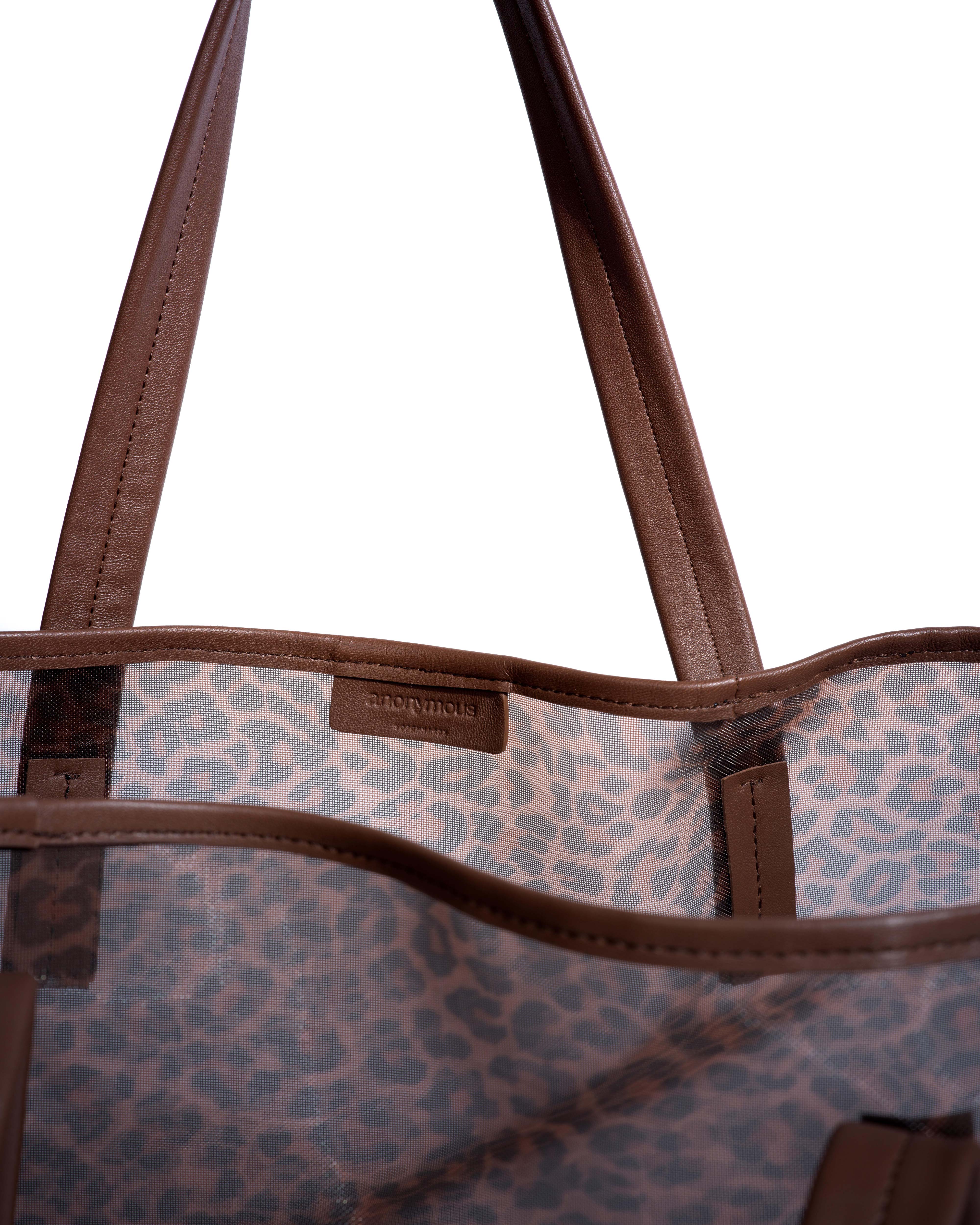 Ruba shopper mesh Shiny lamb & mesh Chocolate & leopard - Image 4