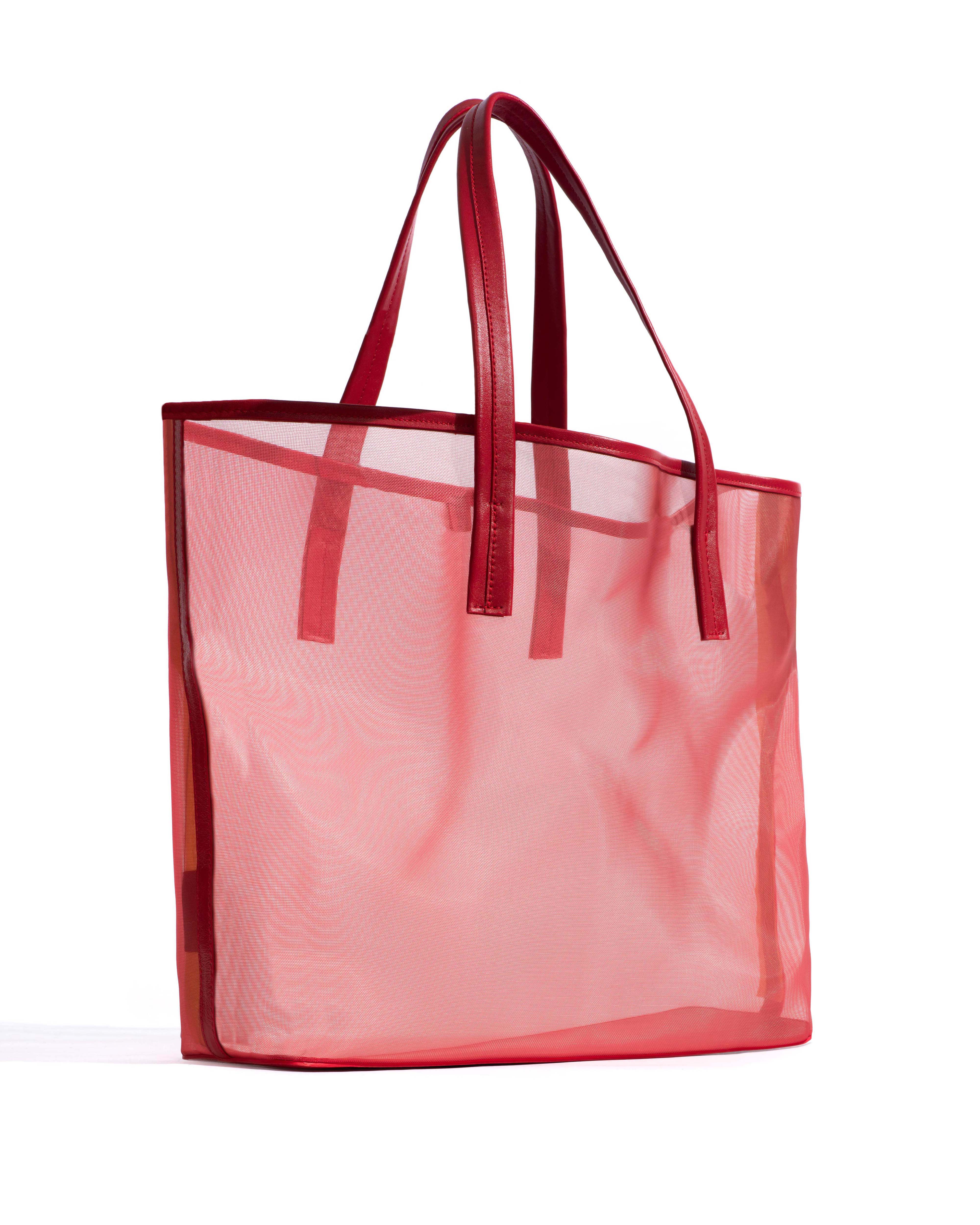 Ruba shopper mesh Shiny lamb & mesh Ruby red - Image 2