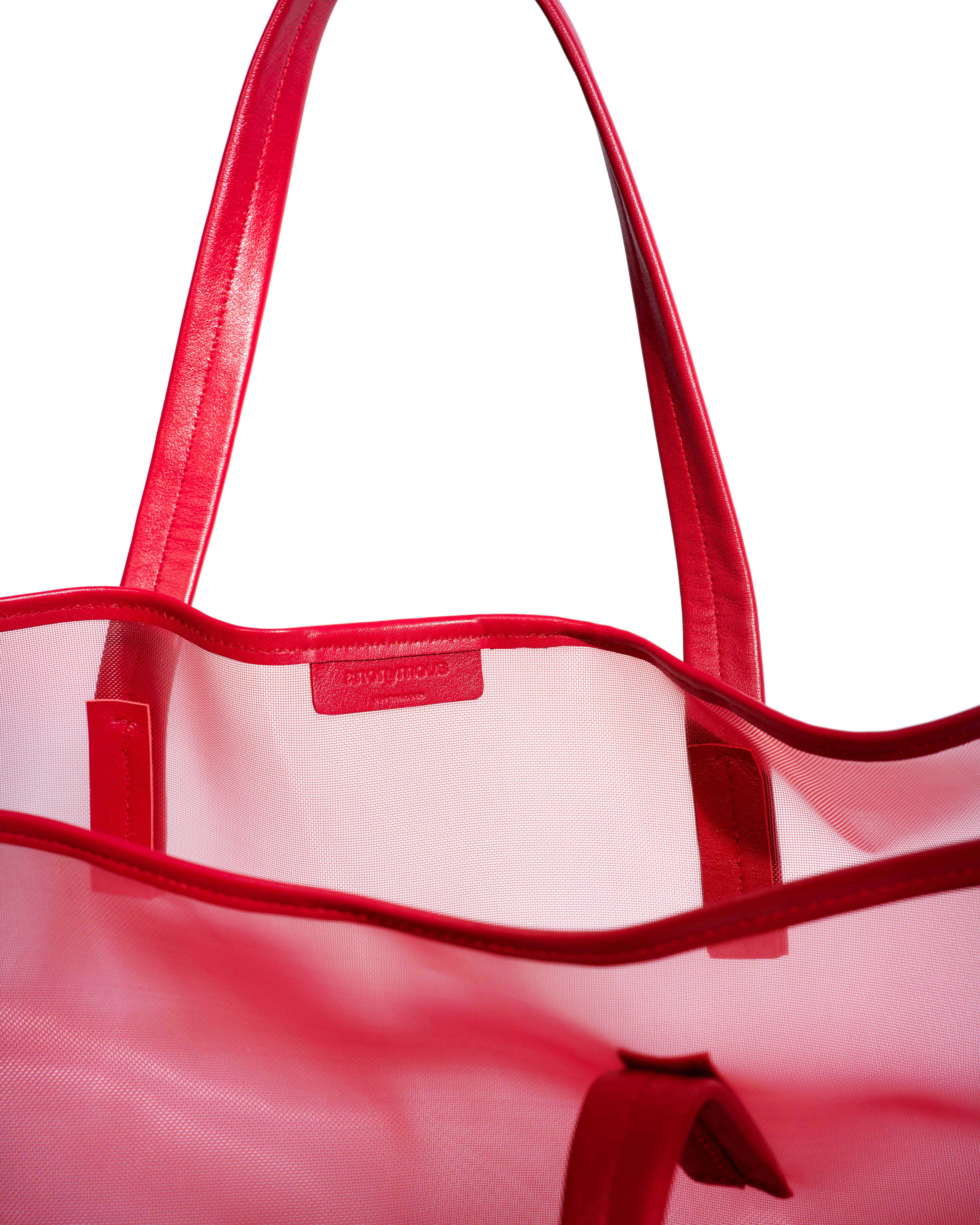 Ruba shopper mesh Shiny lamb & mesh Ruby red - Image 4