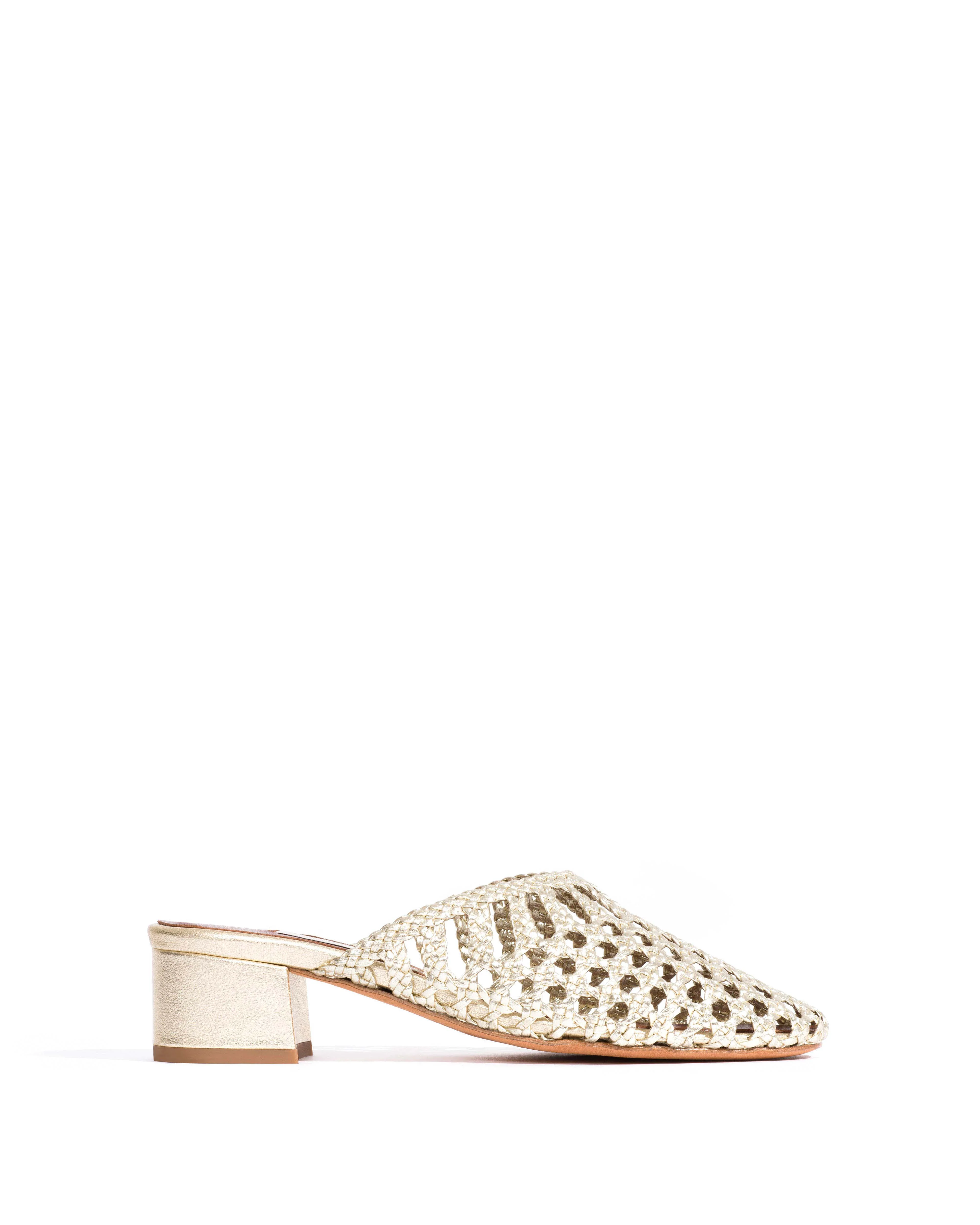 Sabrina 40 hand-braided leather Champagne
