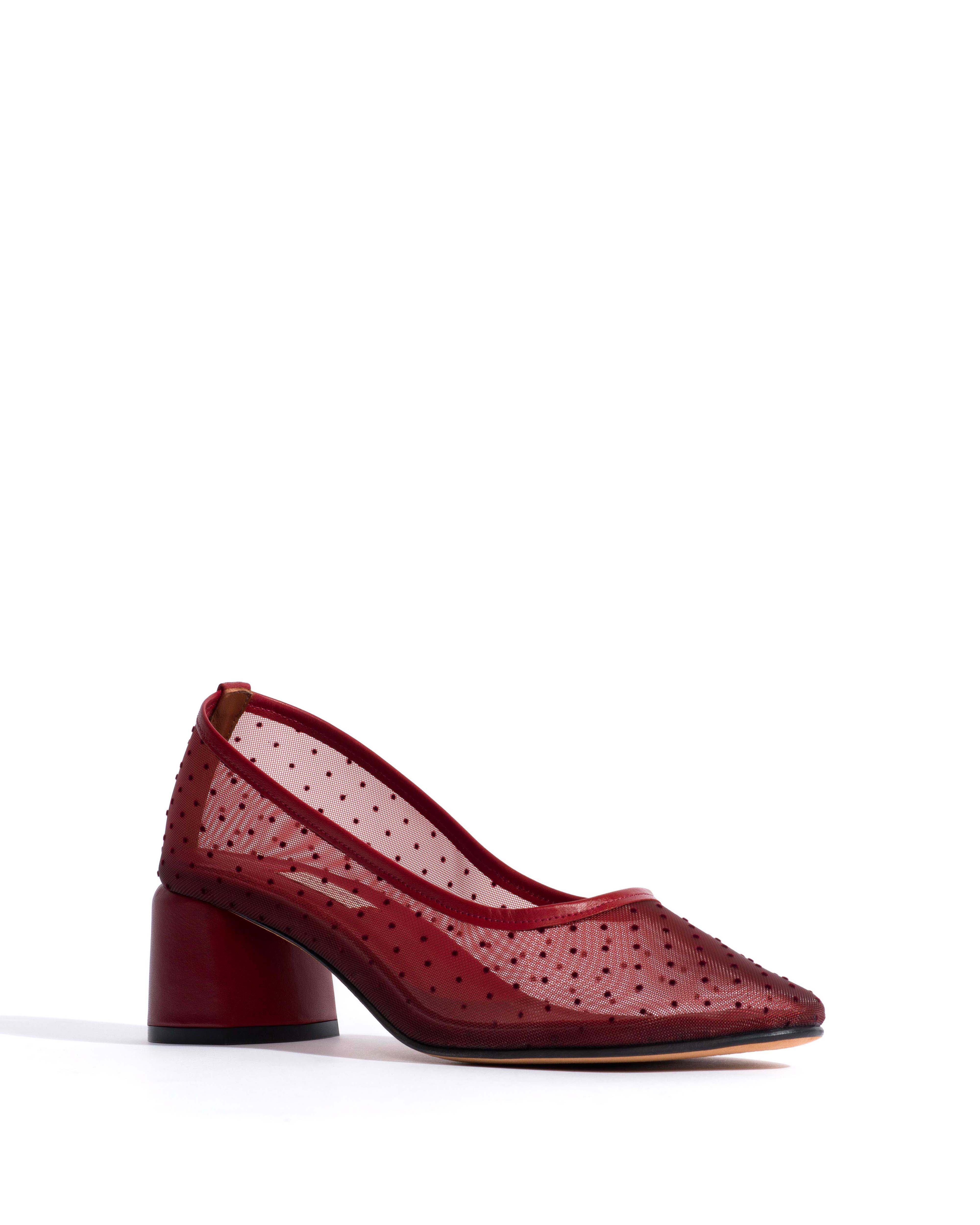 Sacha 40 mesh Shiny lamb & dot velvet mesh Pomegranate - Image 2