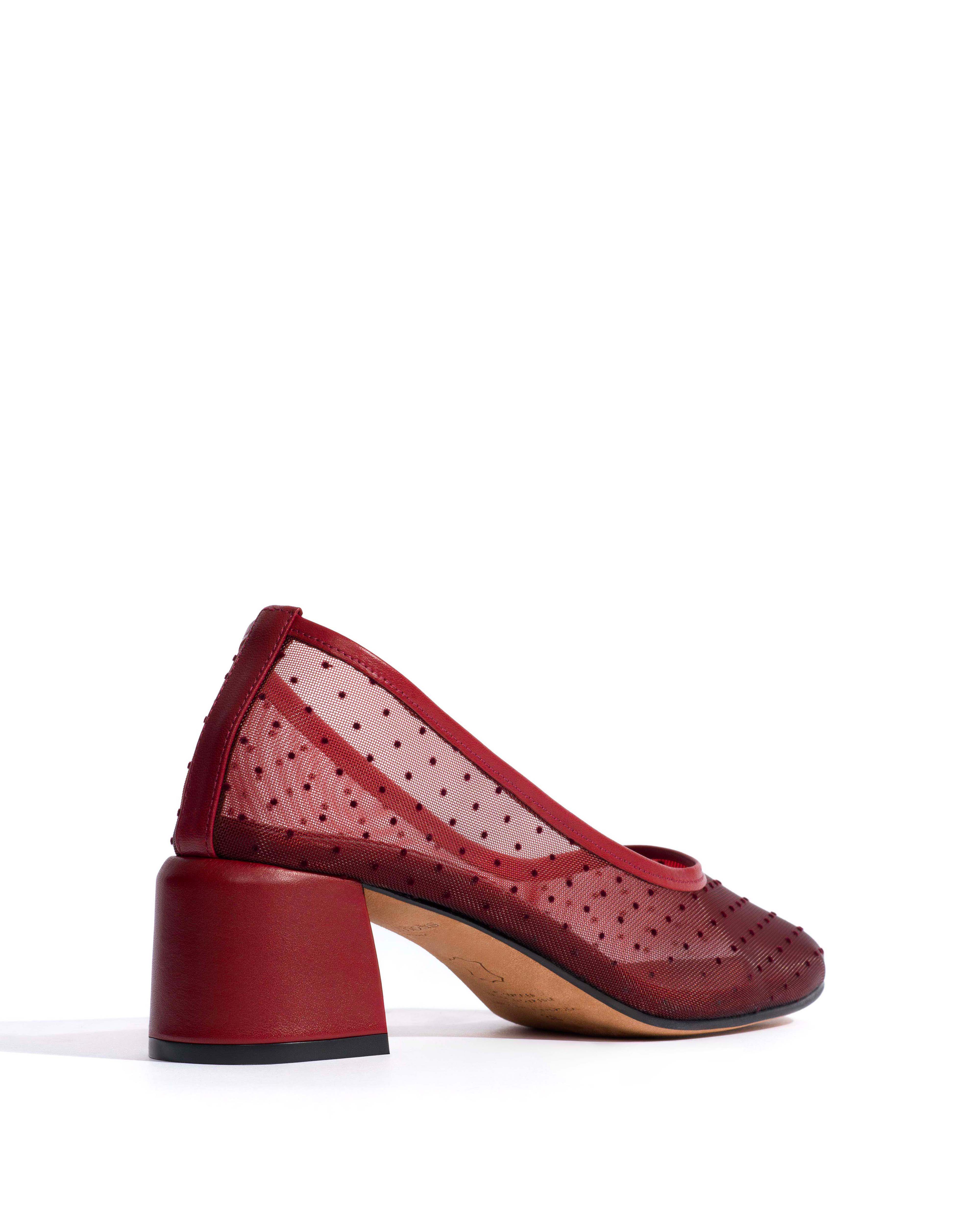 Sacha 40 mesh Shiny lamb & dot velvet mesh Pomegranate - Image 3
