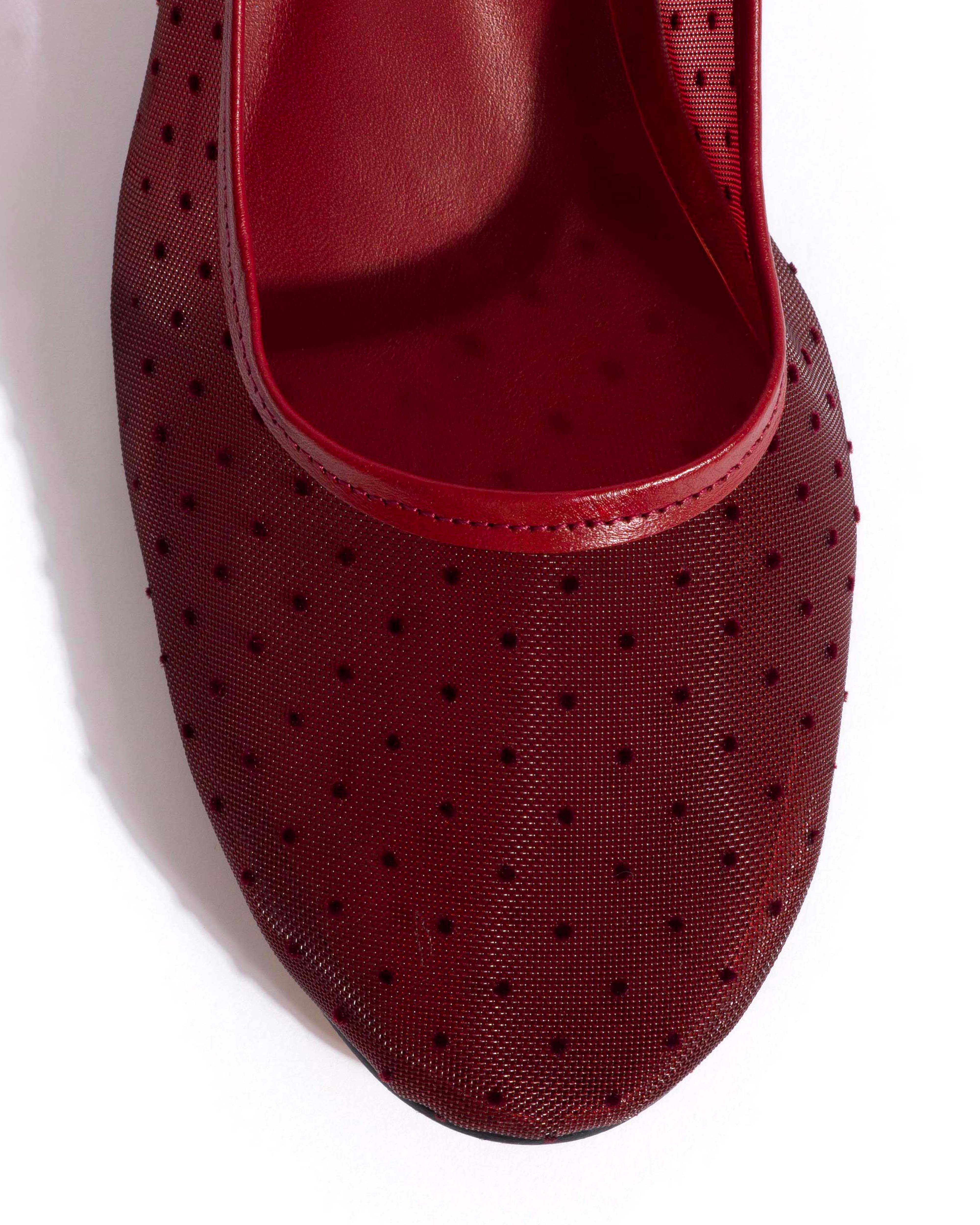 Sacha 40 mesh Shiny lamb & dot velvet mesh Pomegranate - Image 5