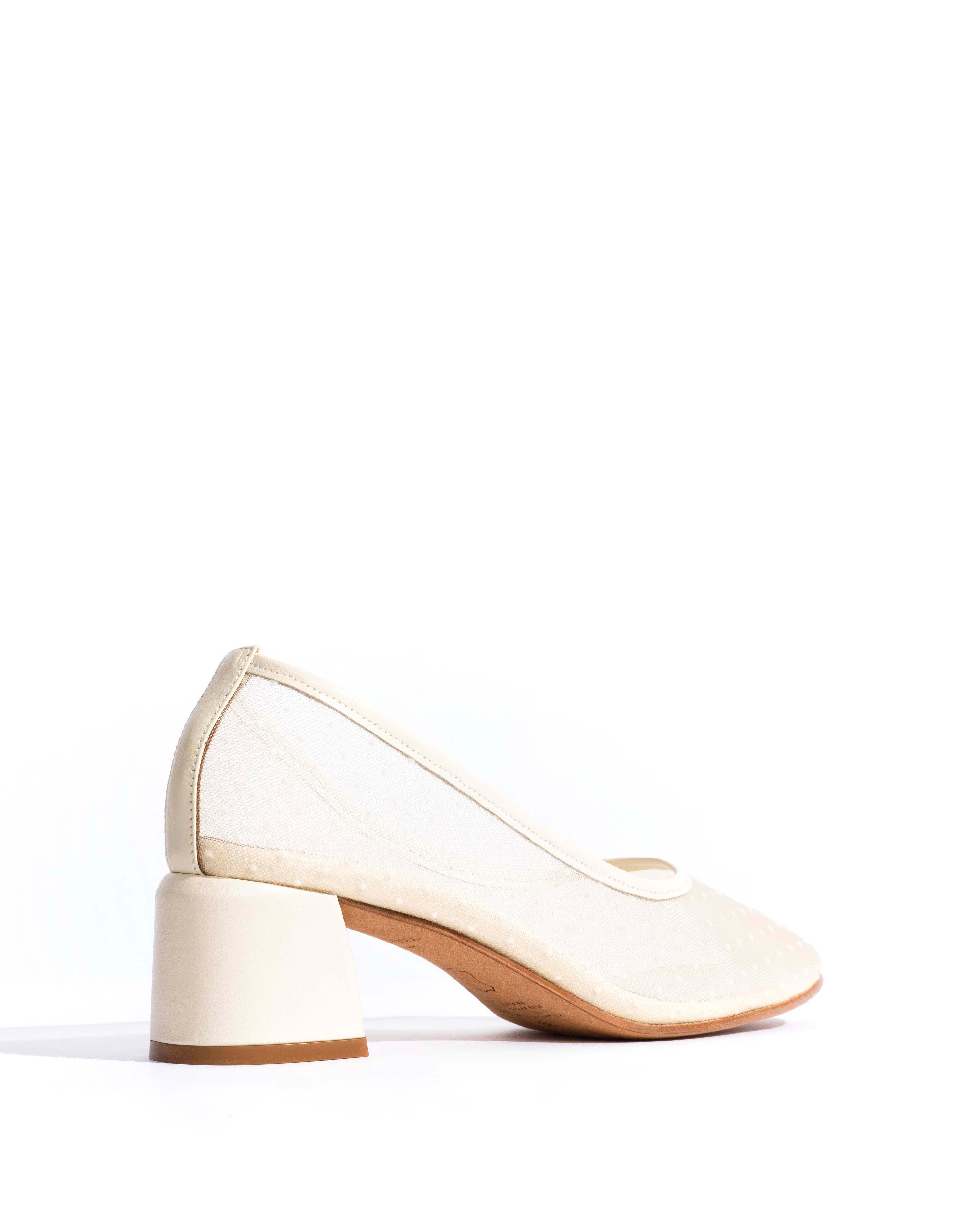 Sacha 40 mesh Shiny lamb & dot velvet mesh White sand - Image 3