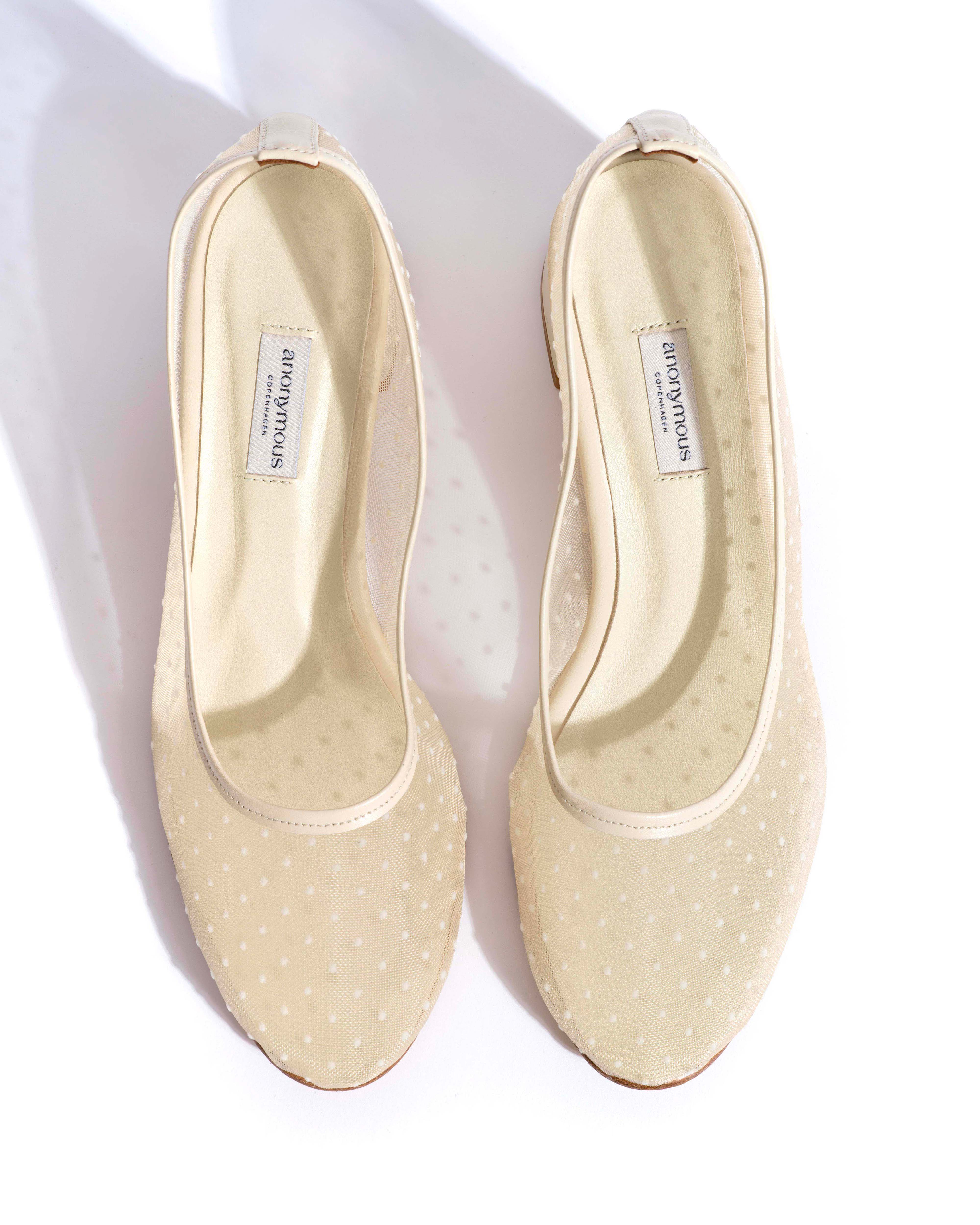 Sacha 40 mesh Shiny lamb & dot velvet mesh White sand - Image 4