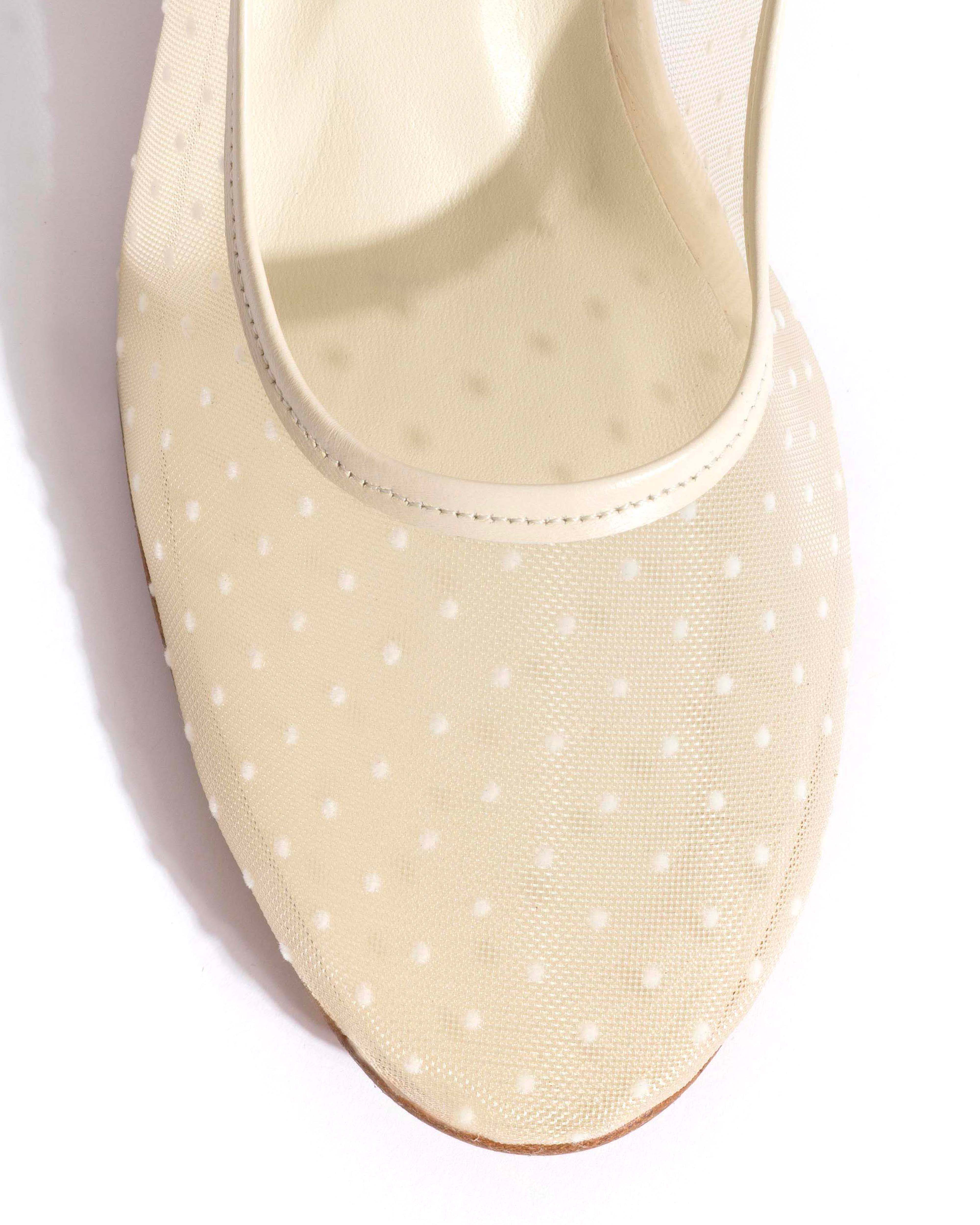 Sacha 40 mesh Shiny lamb & dot velvet mesh White sand - Image 5
