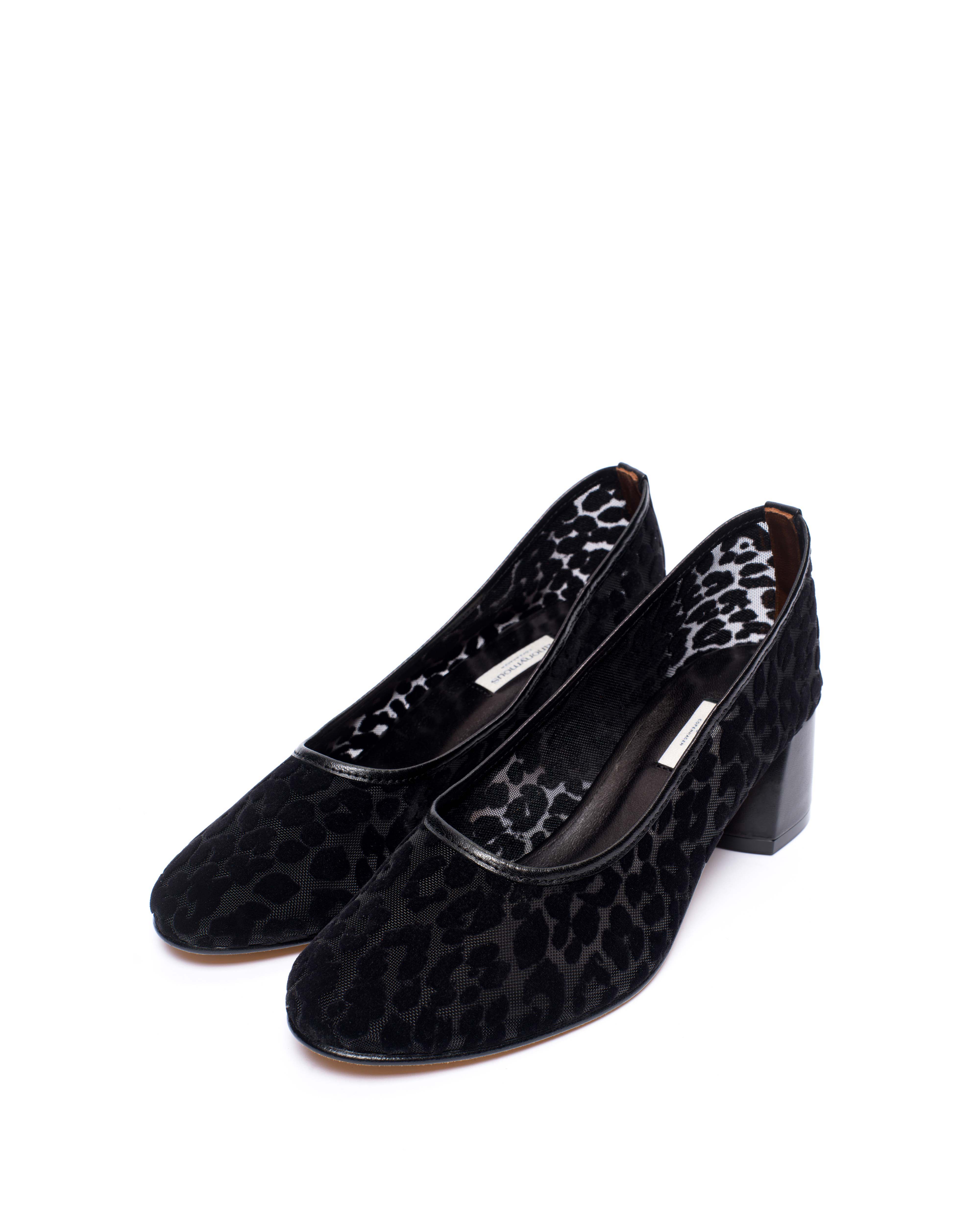 Sacha 40 mesh Shiny lamb & mesh velvet leopard Black - Image 2