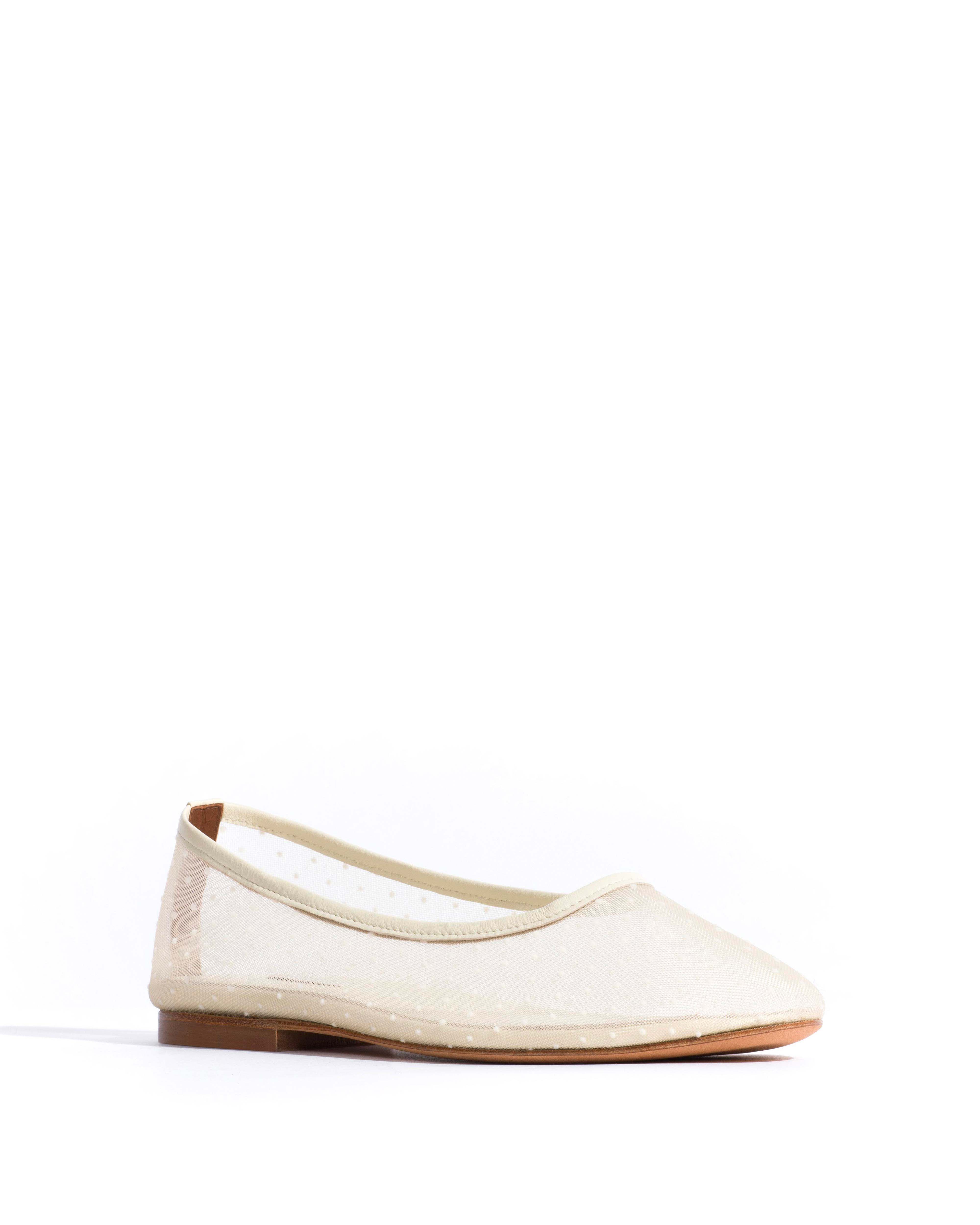 Sacha mesh Shiny lamb & dot velvet mesh White sand - Image 2