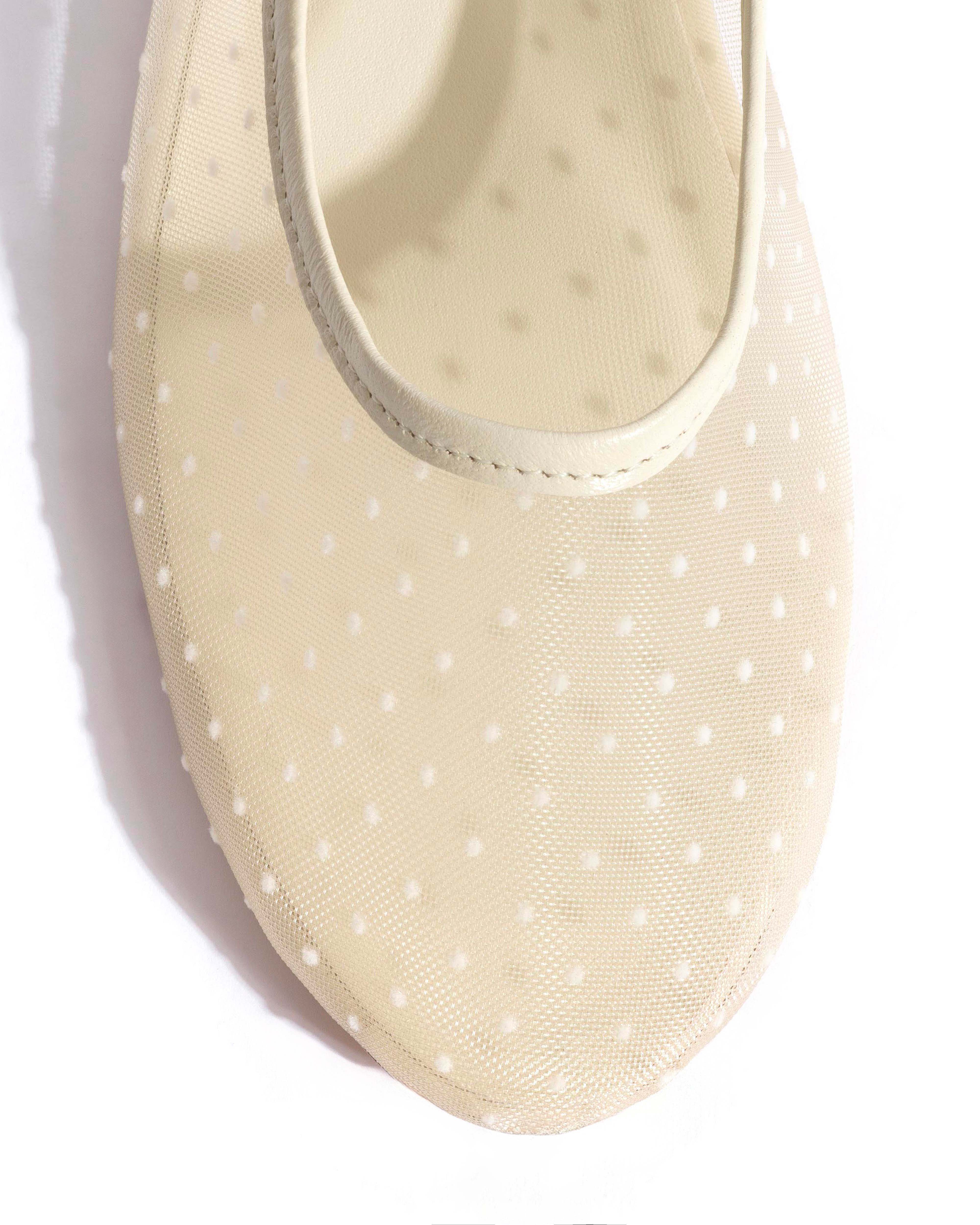 Sacha mesh Shiny lamb & dot velvet mesh White sand - Image 5