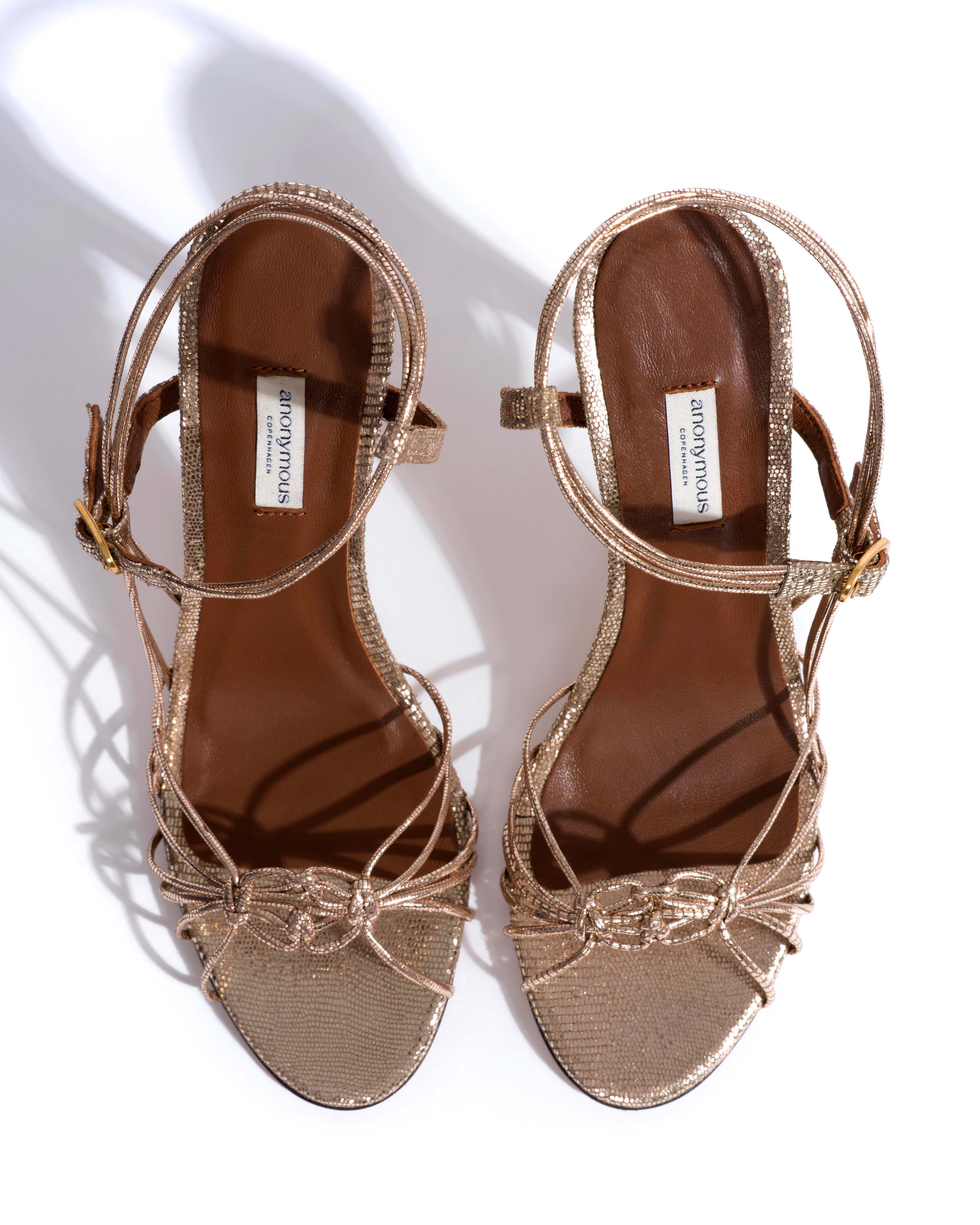 Savannah 100 hand-braided Lizard metallic goat Vintage champagne - Image 4