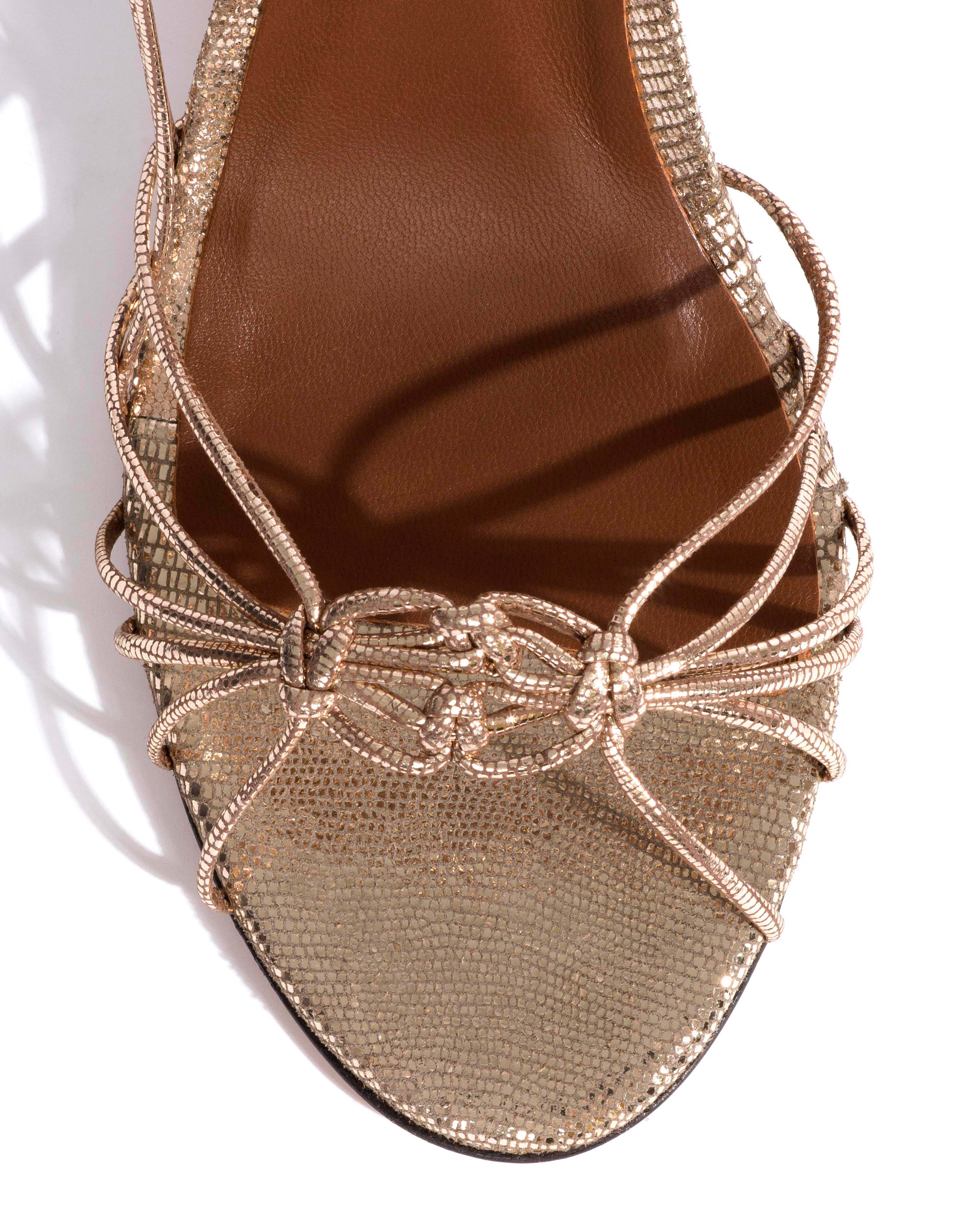 Savannah 100 hand-braided Lizard metallic goat Vintage champagne - Image 5