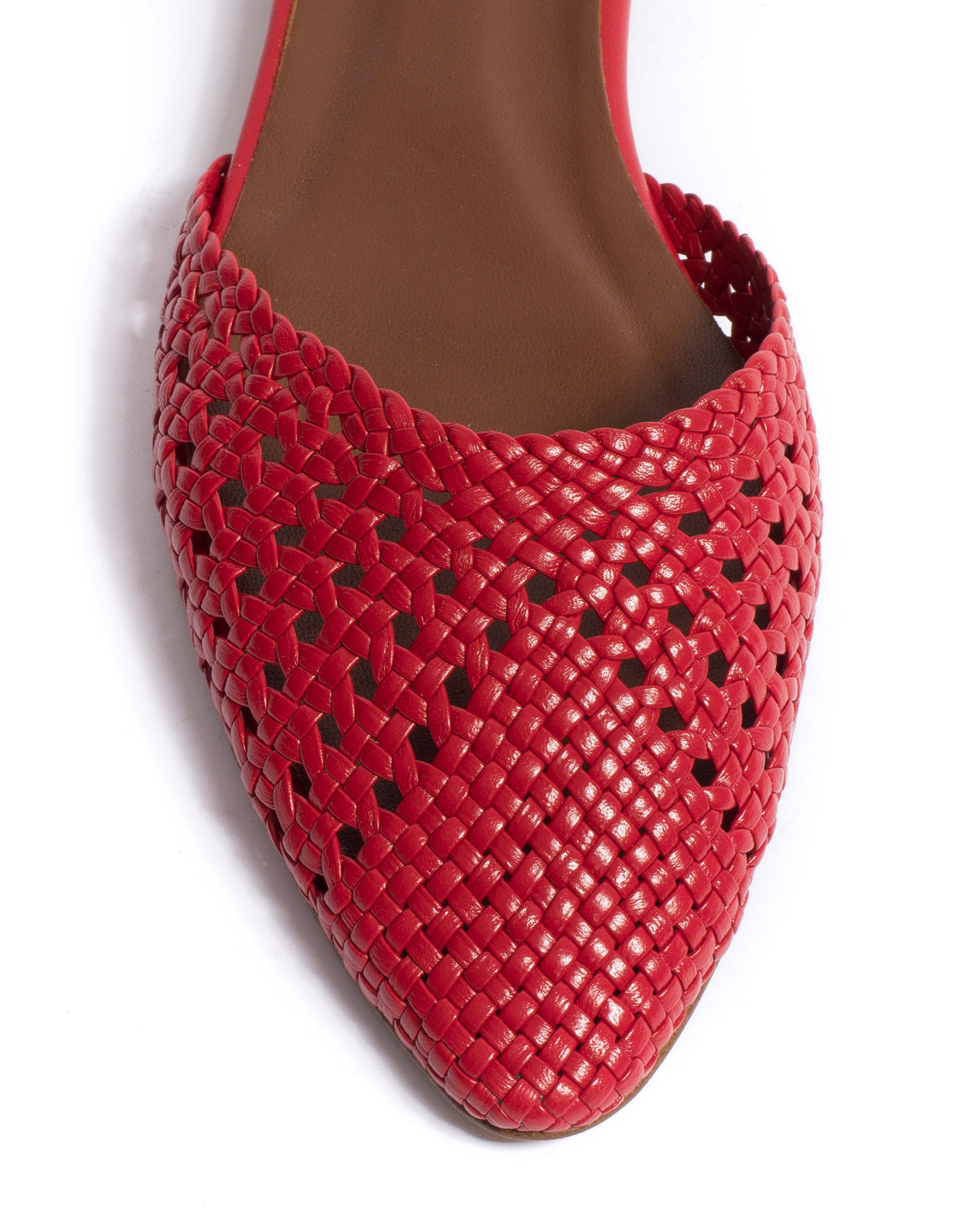 Senara 10 hand-braided Hand-braided leather Ruby red - Image 5