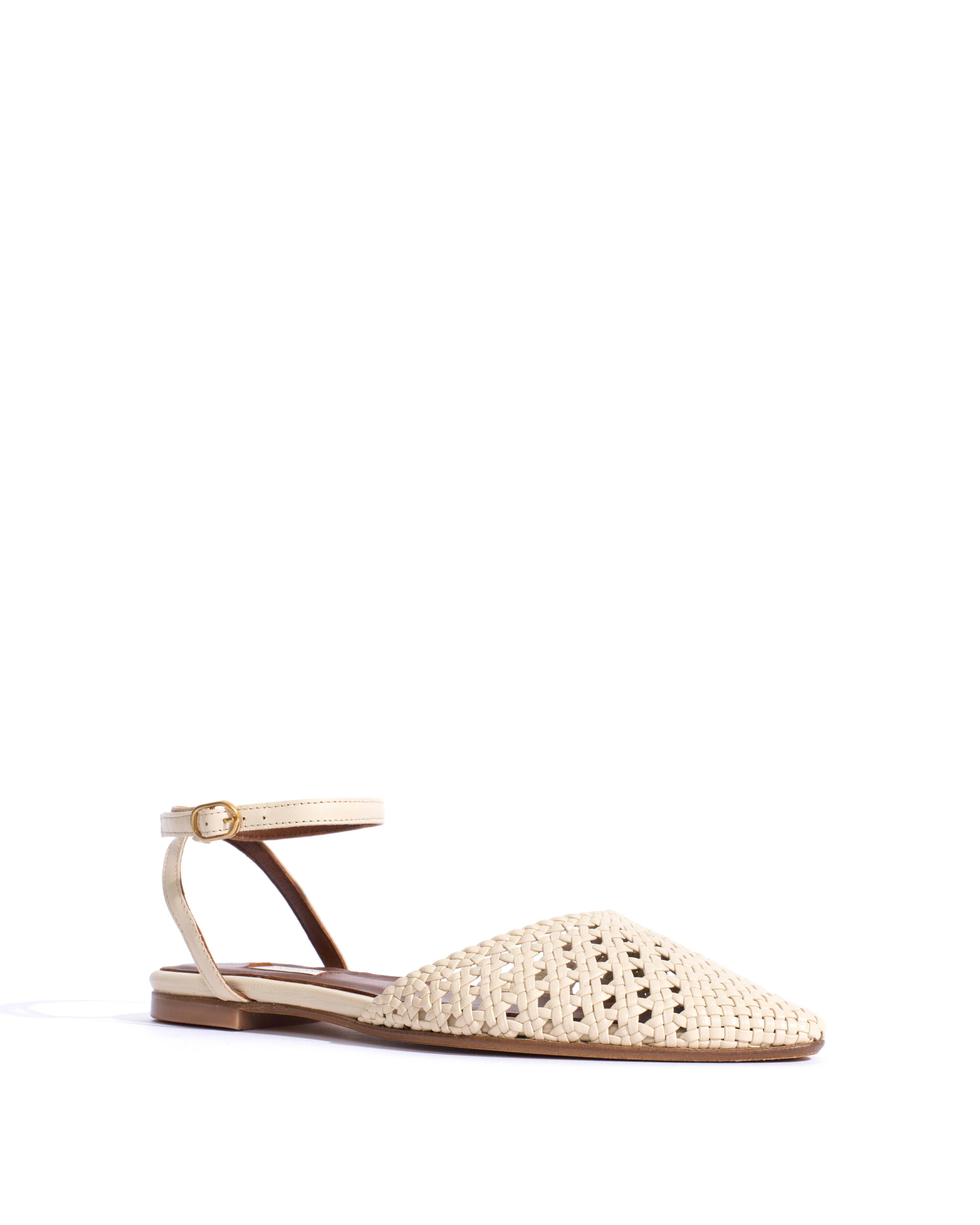 Senara 10 hand-braided Hand-braided leather White sand - Image 2