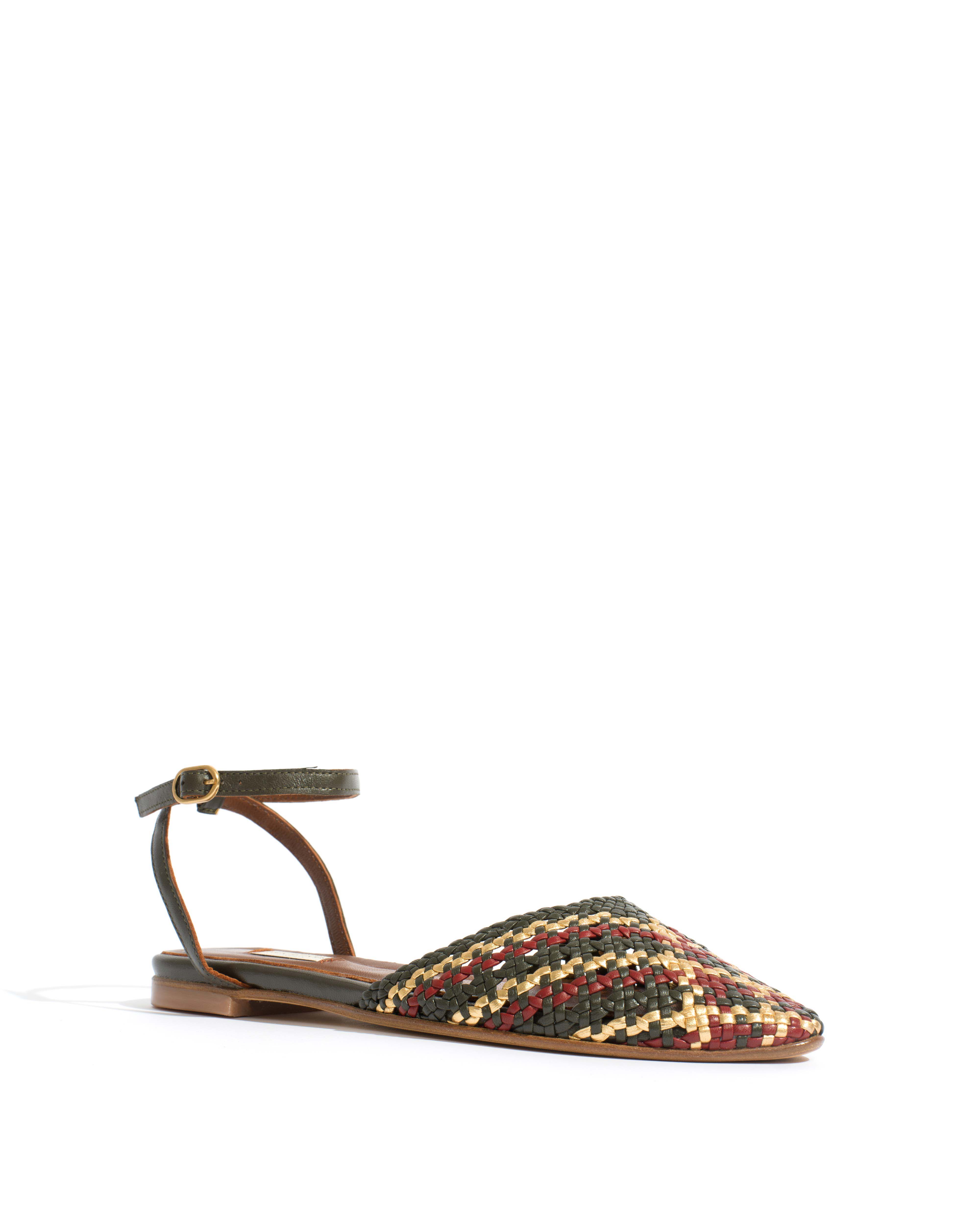 Senara 10 Hand-braided leather Moss green mix - Image 2
