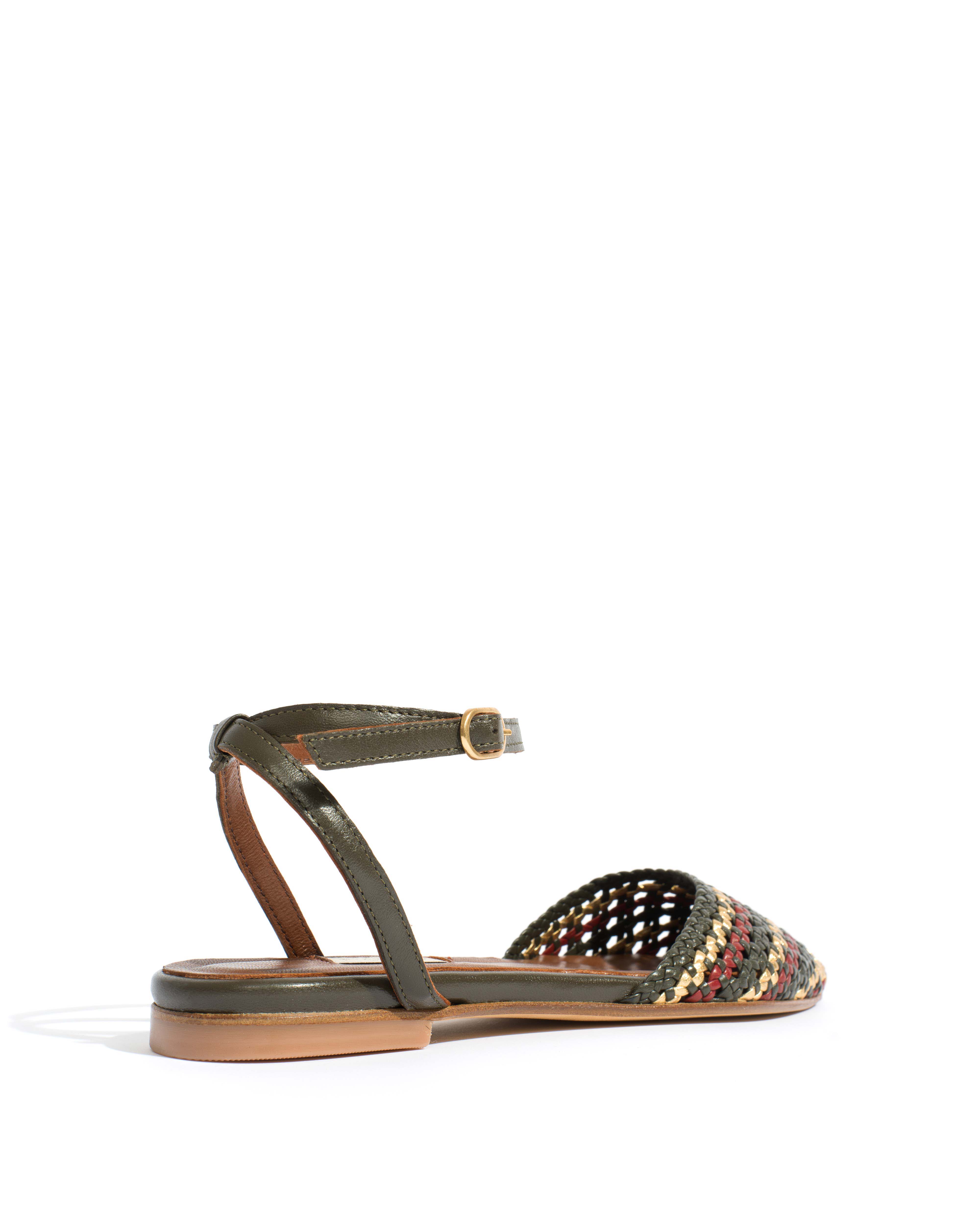 Senara 10 Hand-braided leather Moss green mix - Image 3