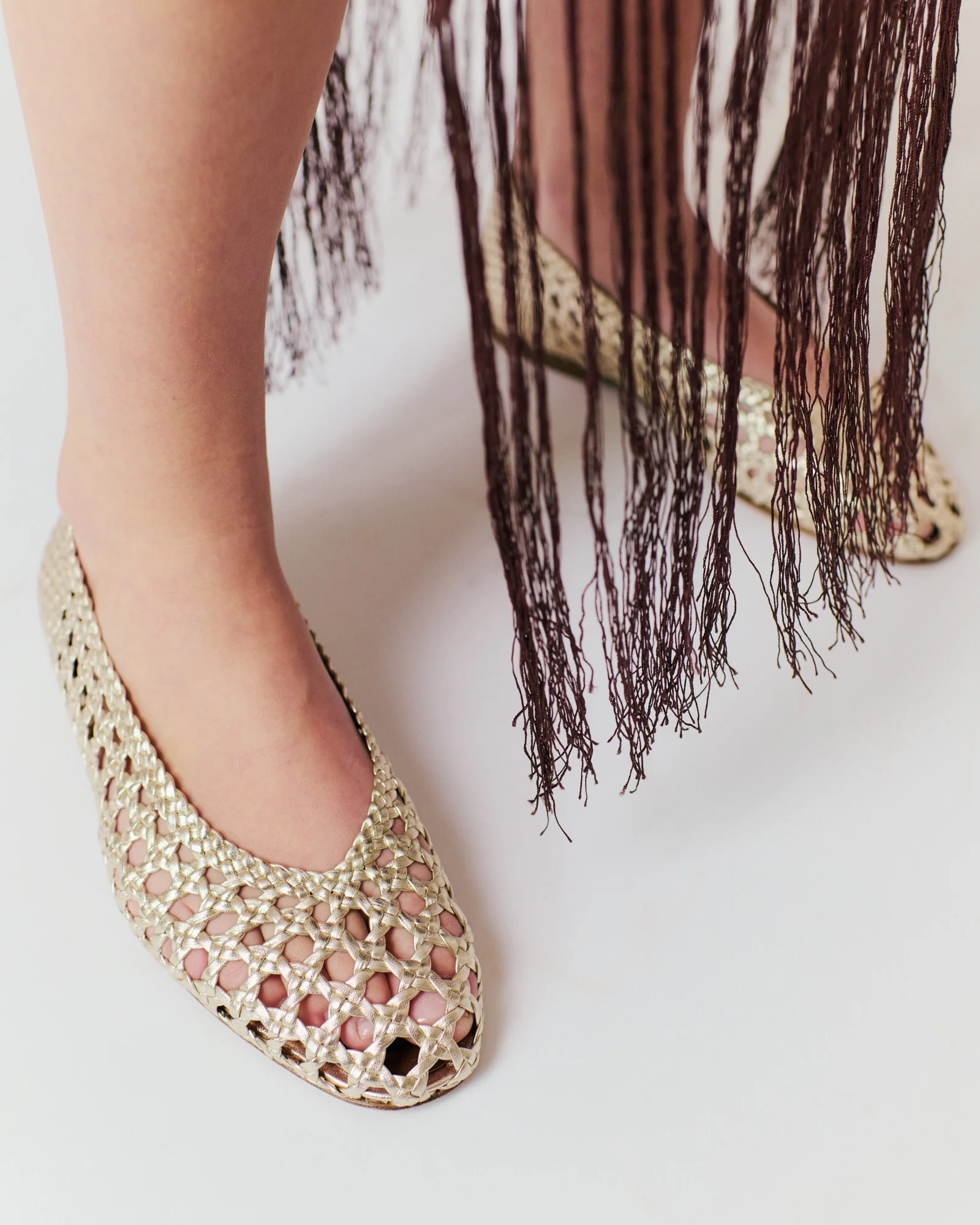 Sessi 10 hand-braided Hand-braided leather Champagne - Image 3