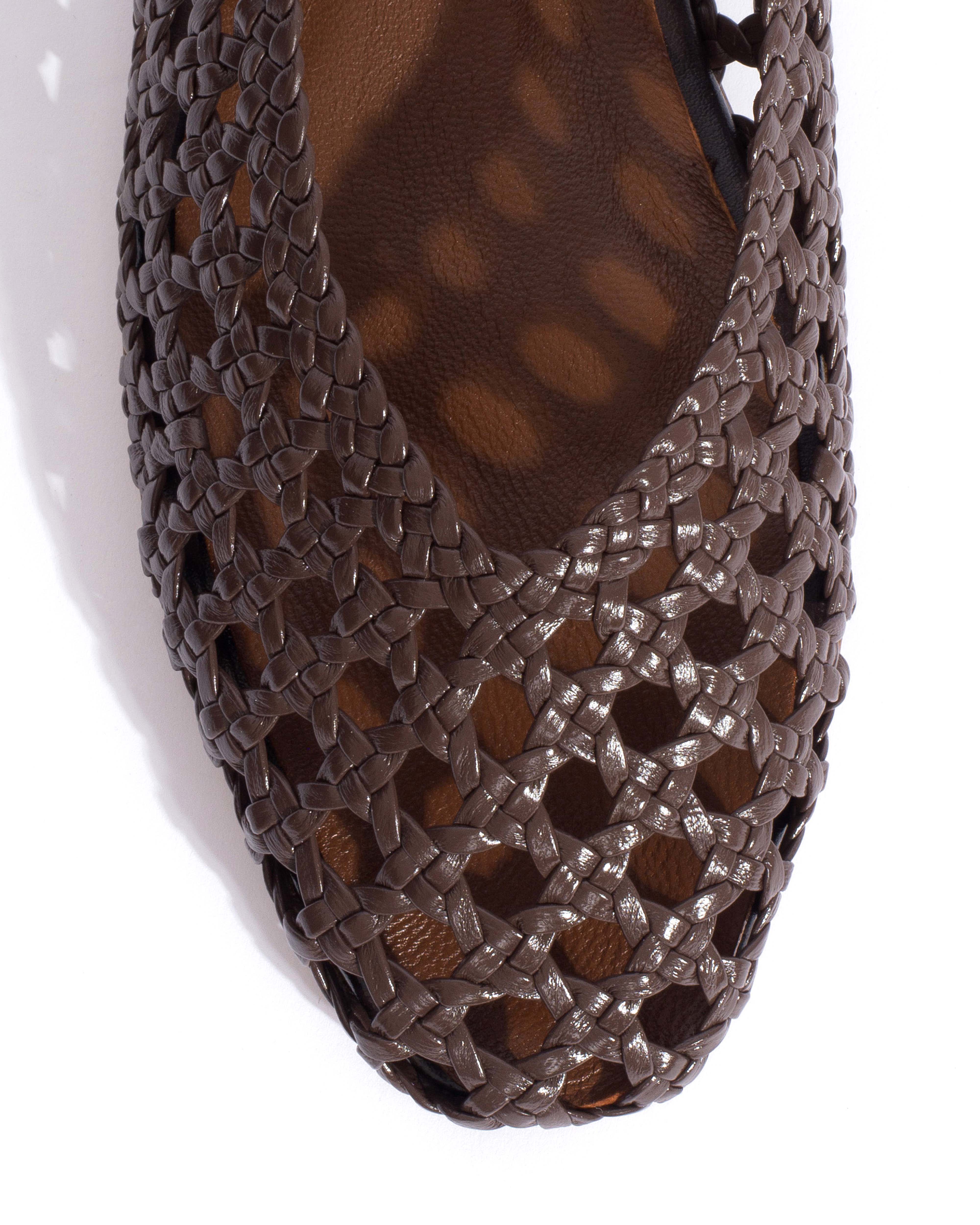 Sessi 10 hand-braided Hand-braided leather Coffee brown - Image 5