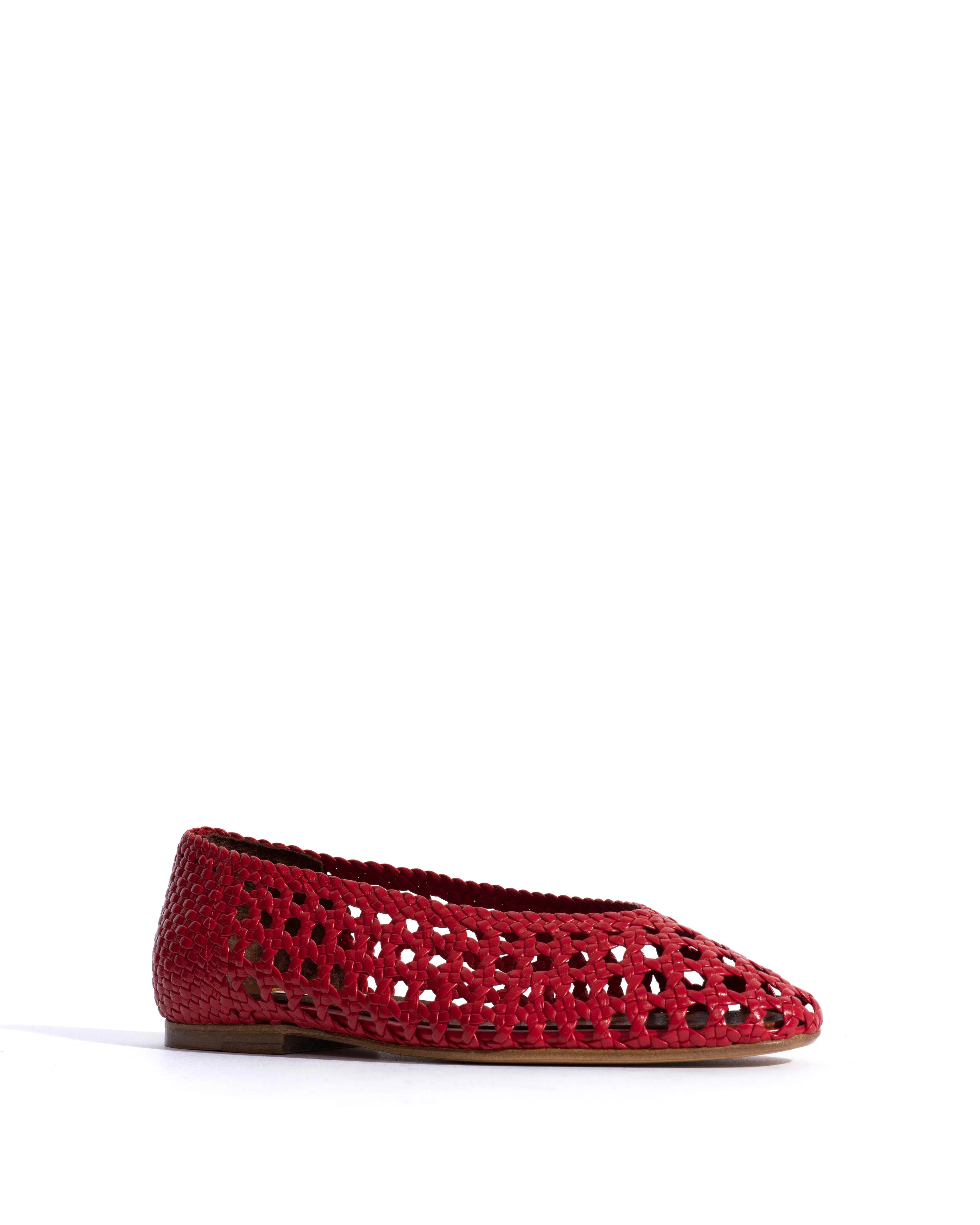 Sessi 10 hand-braided Hand-braided leather Ruby red - Image 2