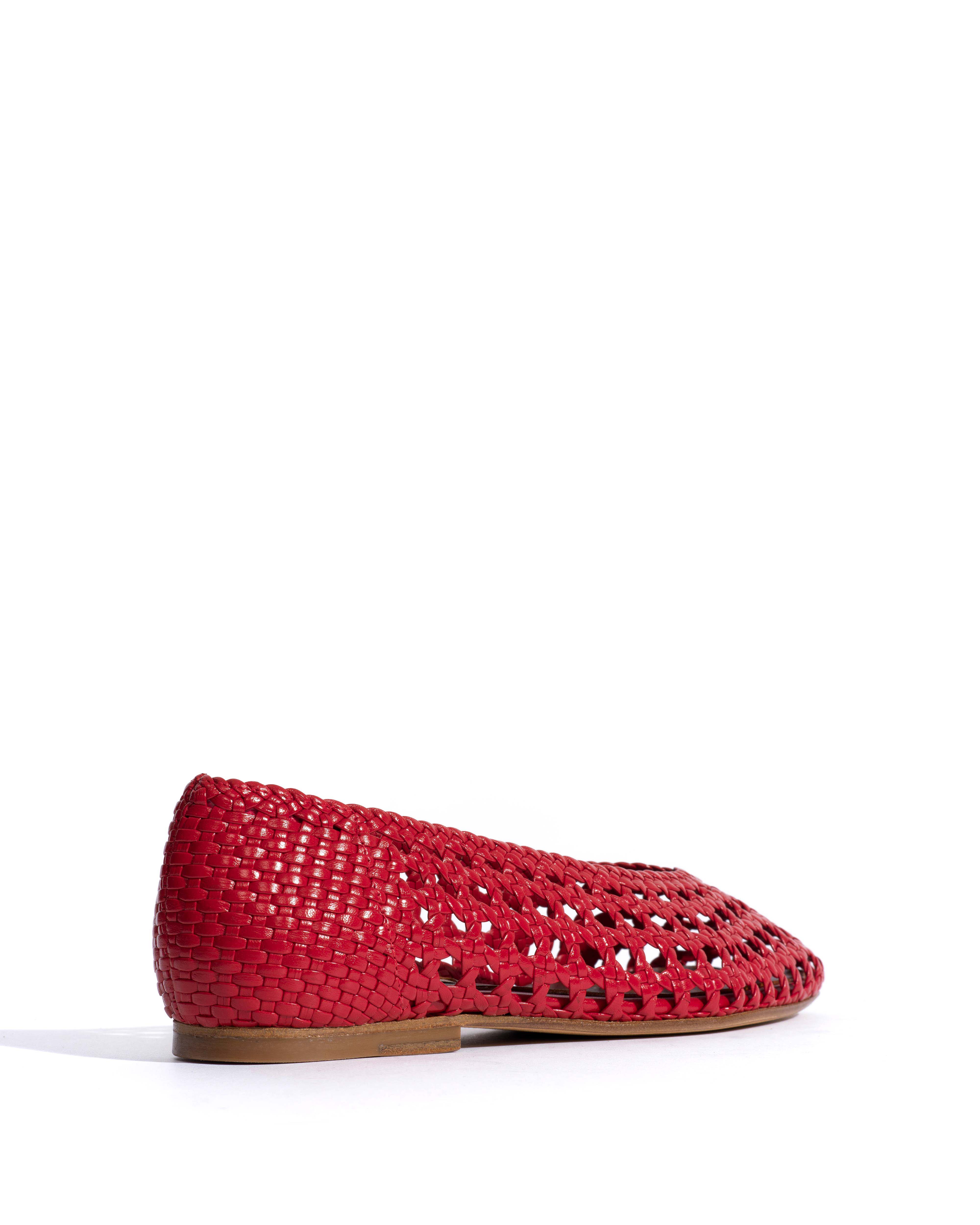 Sessi 10 hand-braided Hand-braided leather Ruby red - Image 4
