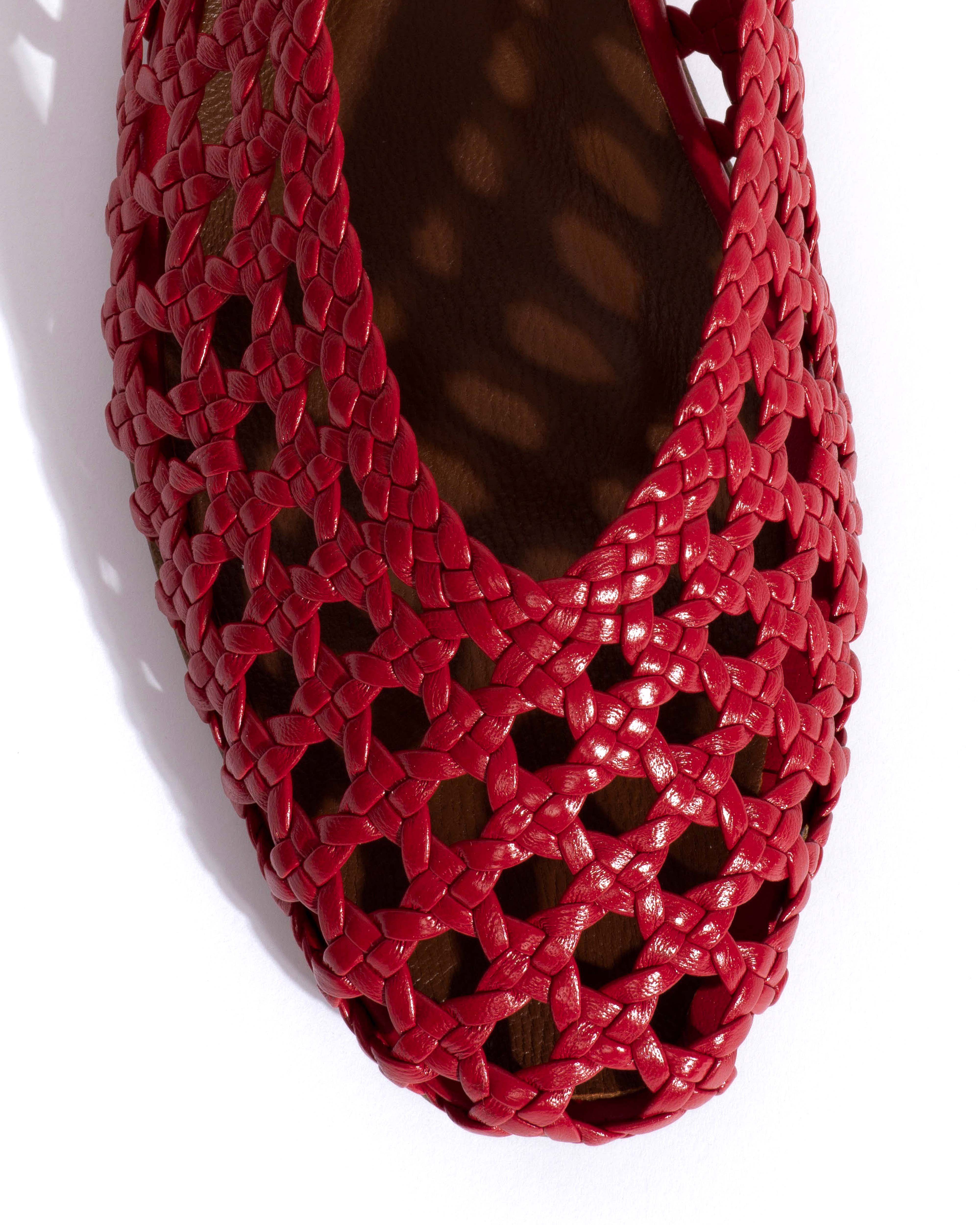 Sessi 10 hand-braided Hand-braided leather Ruby red - Image 6
