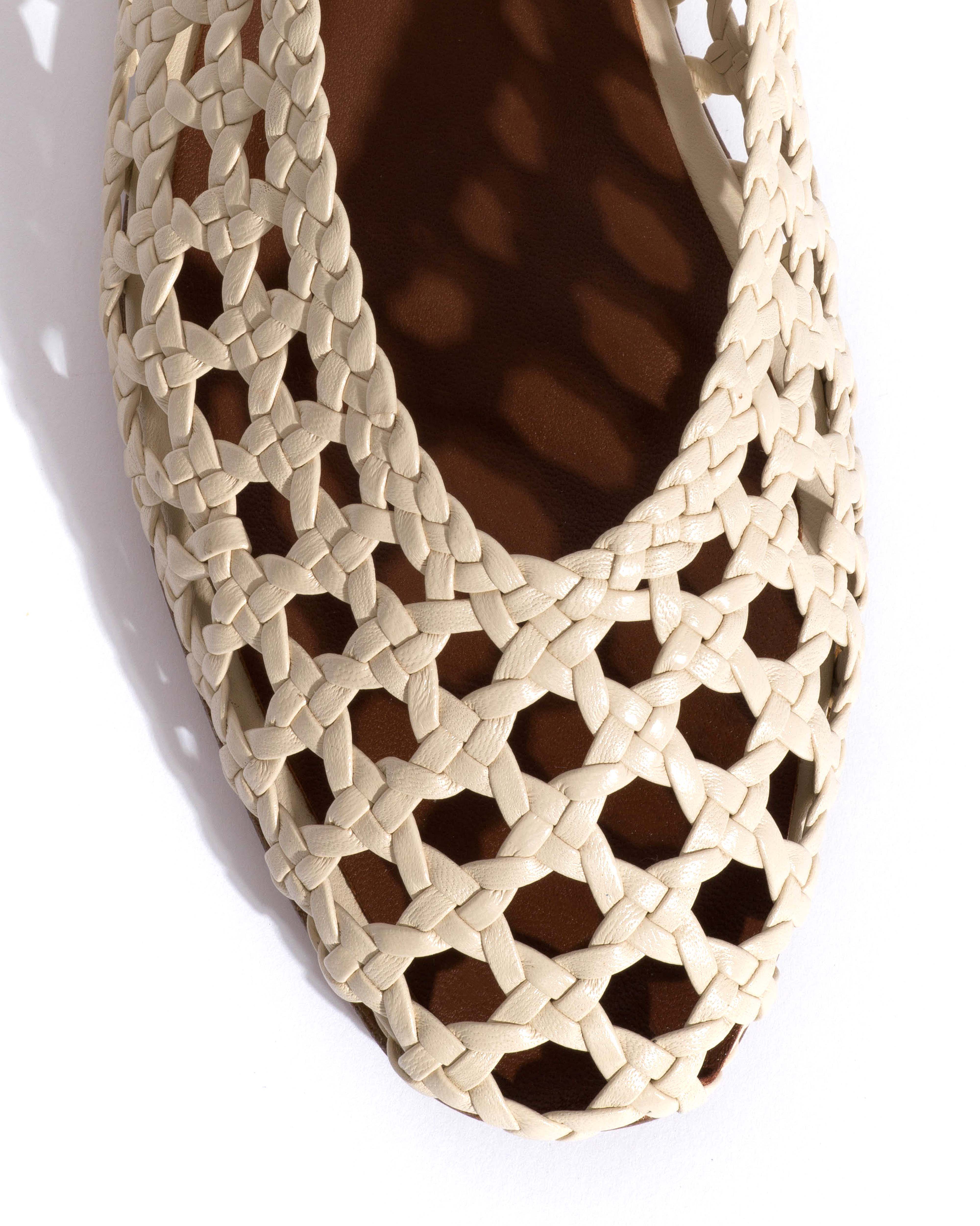 Sessi 10 hand-braided Hand-braided leather White sand - Image 5