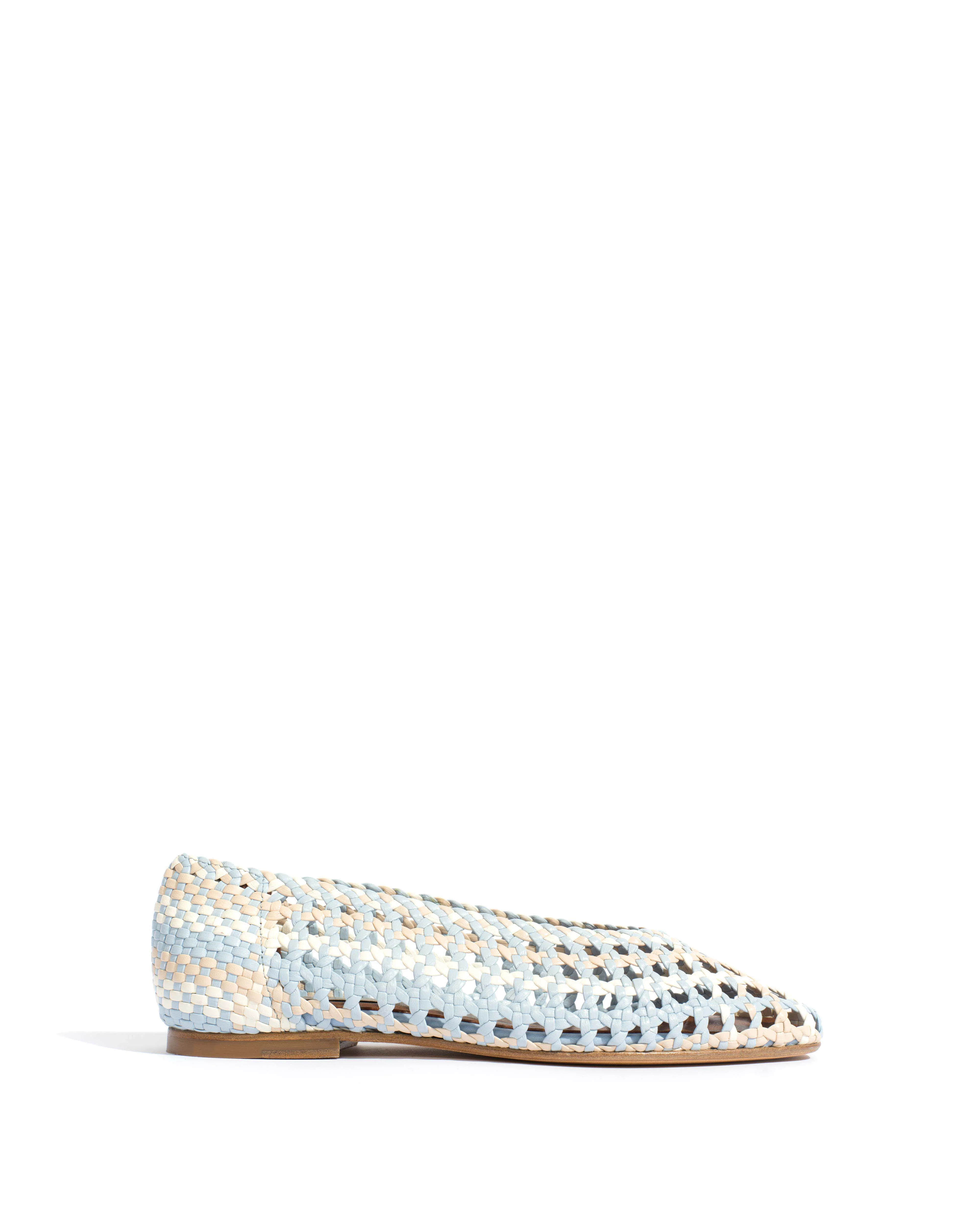 Sessi 10 Hand-braided leather Lichen blue mix