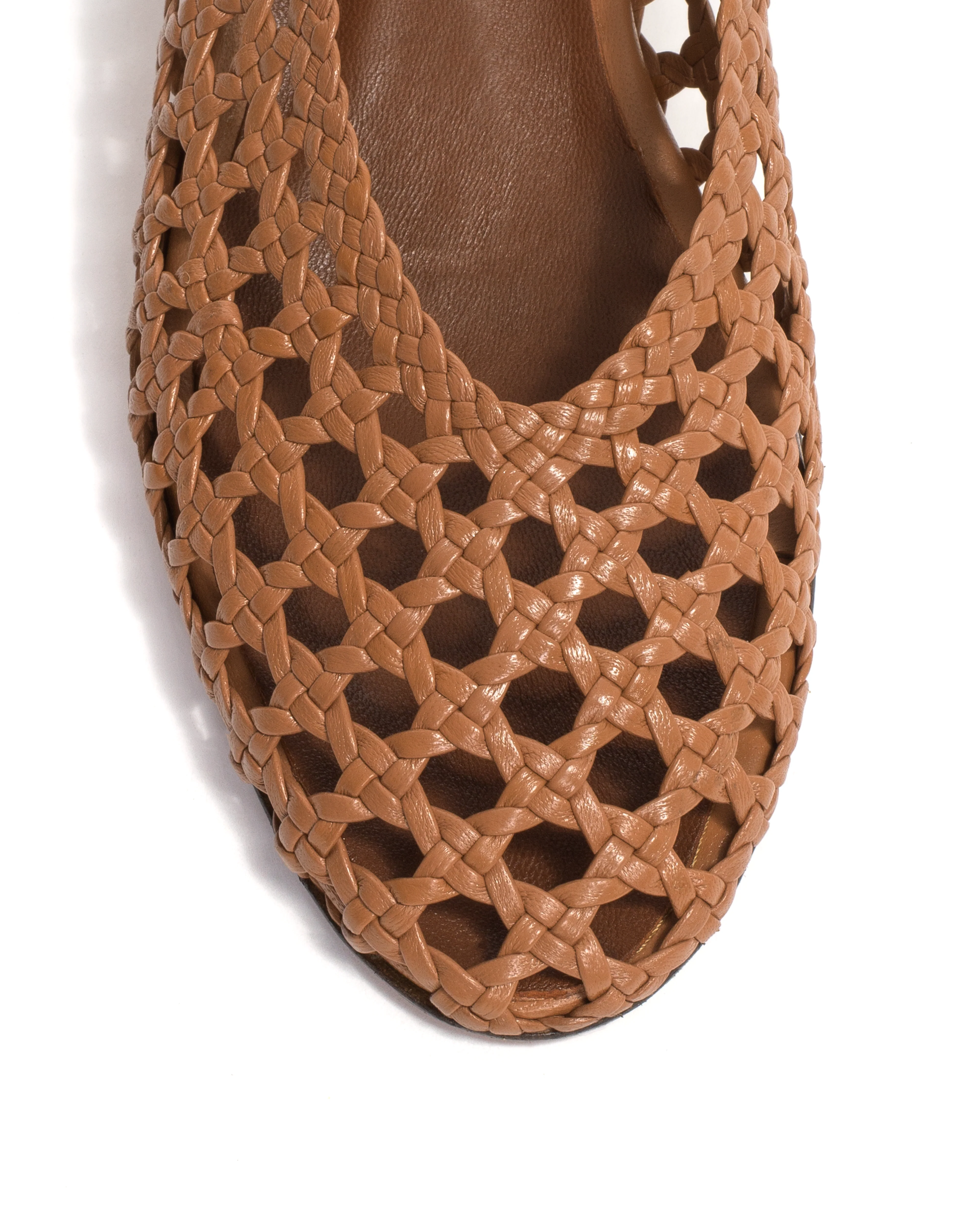 Sessi 40 hand-braided Hand-braided leather Caramel - Image 5