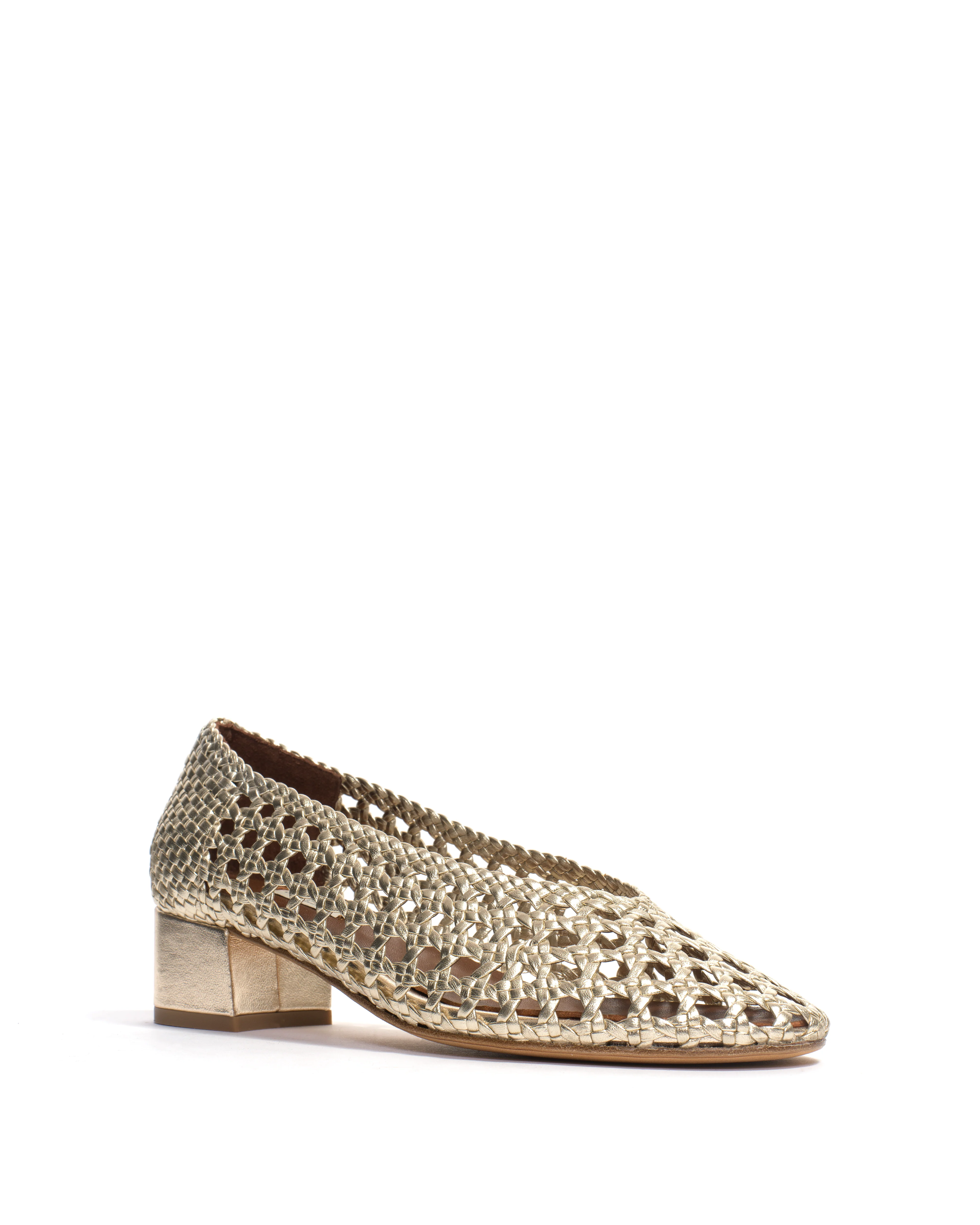Sessi 40 hand-braided Hand-braided leather Champagne - Image 2
