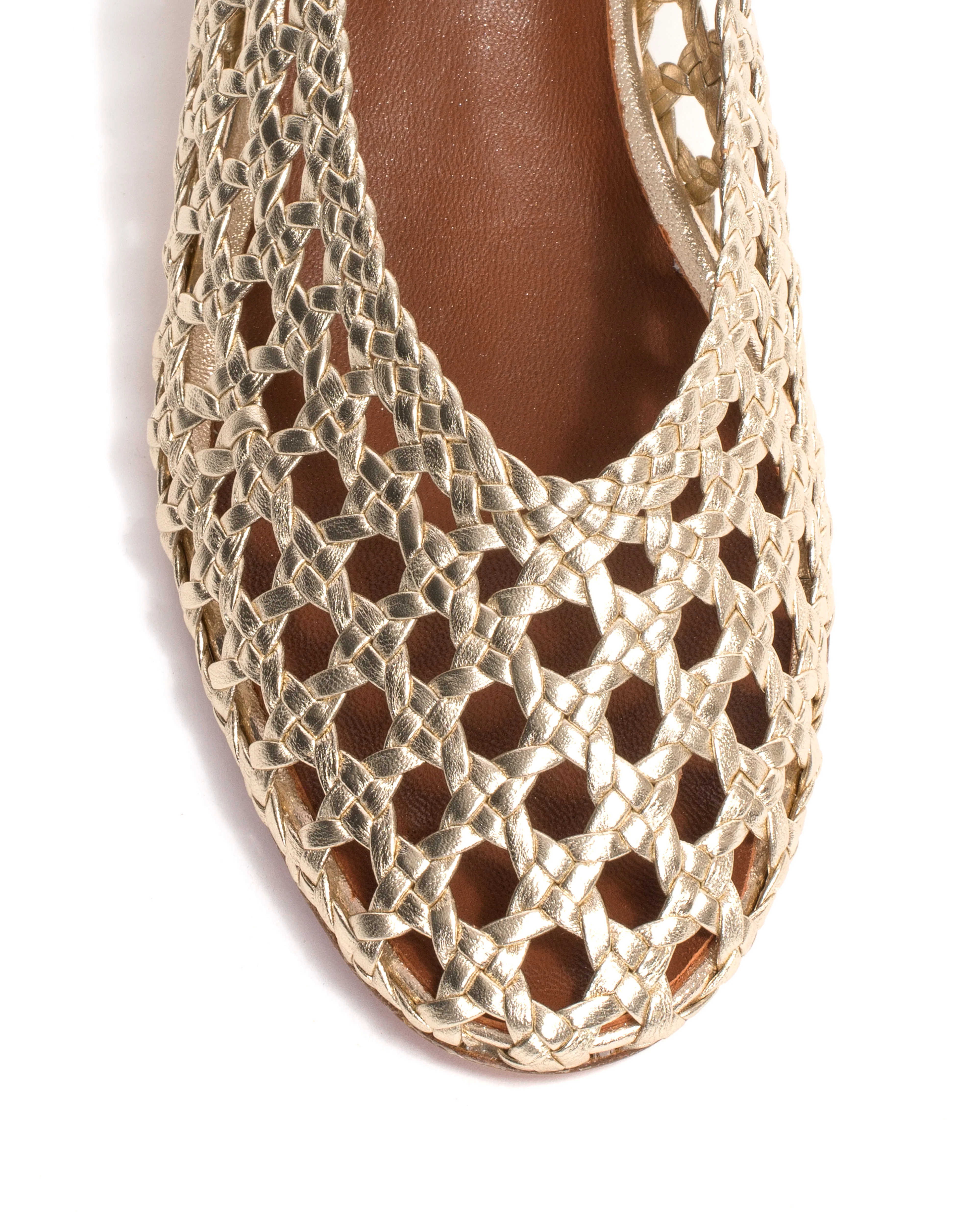 Sessi 40 hand-braided Hand-braided leather Champagne - Image 6