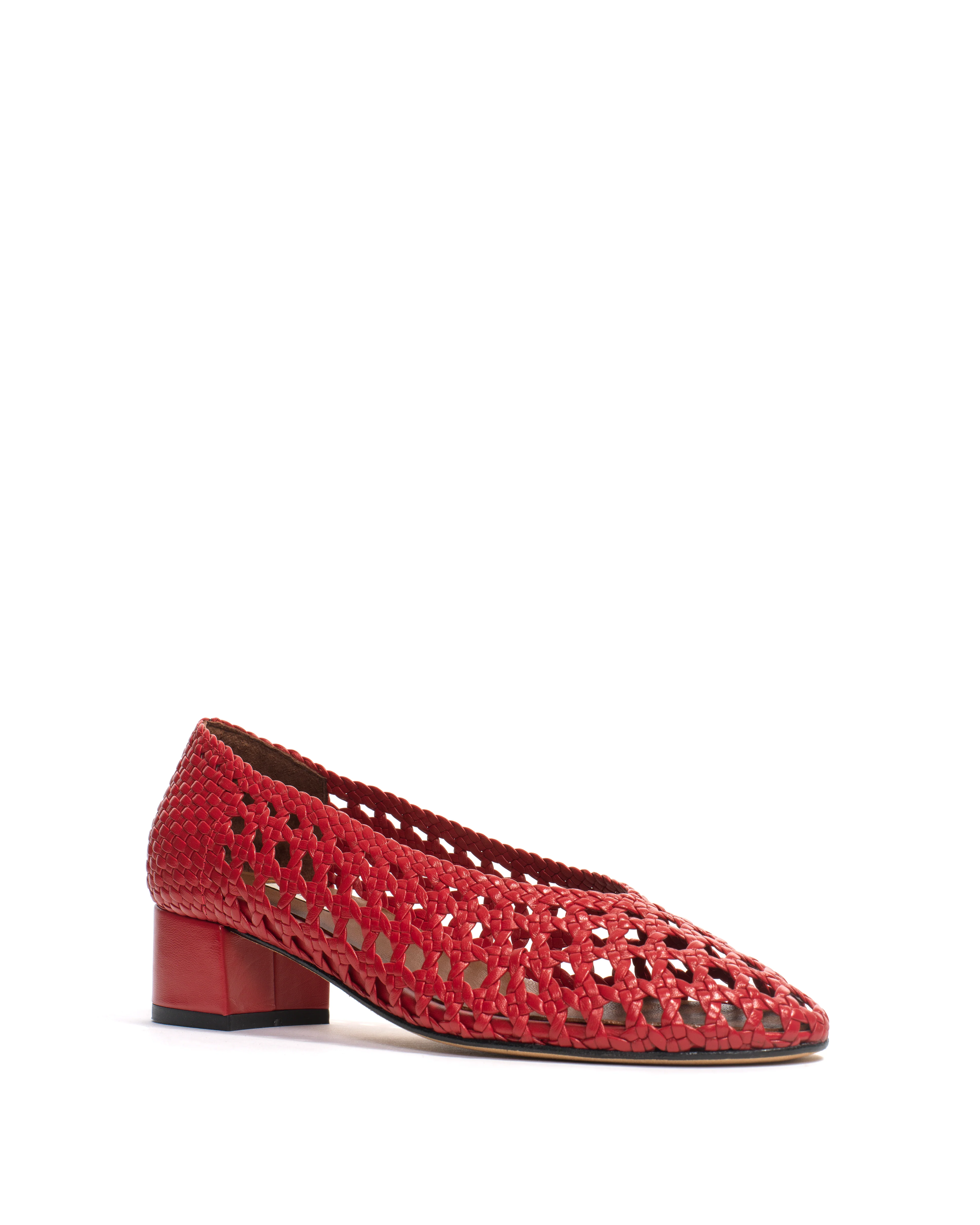 Sessi 40 hand-braided Hand-braided leather Ruby red - Image 2