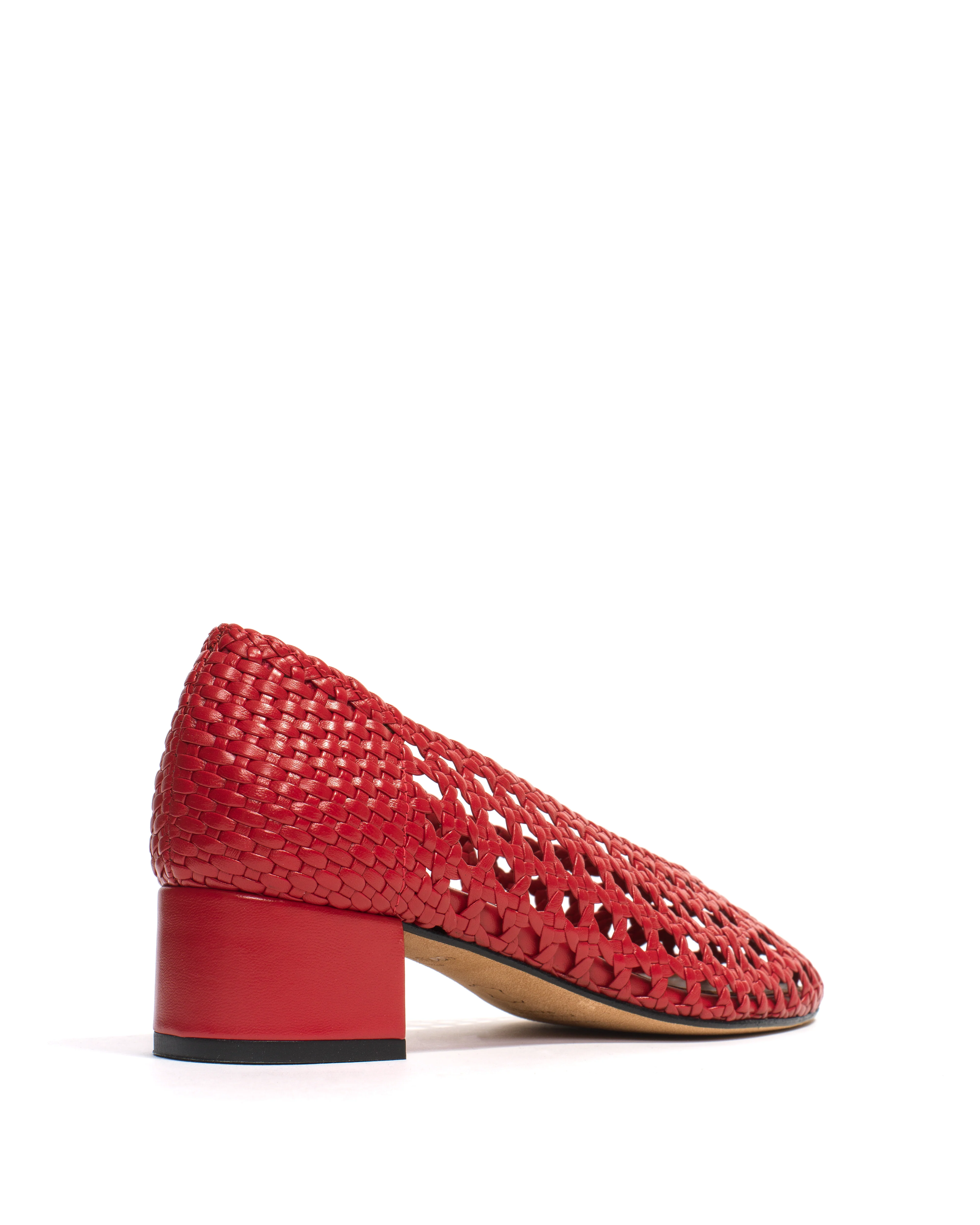 Sessi 40 hand-braided Hand-braided leather Ruby red - Image 3