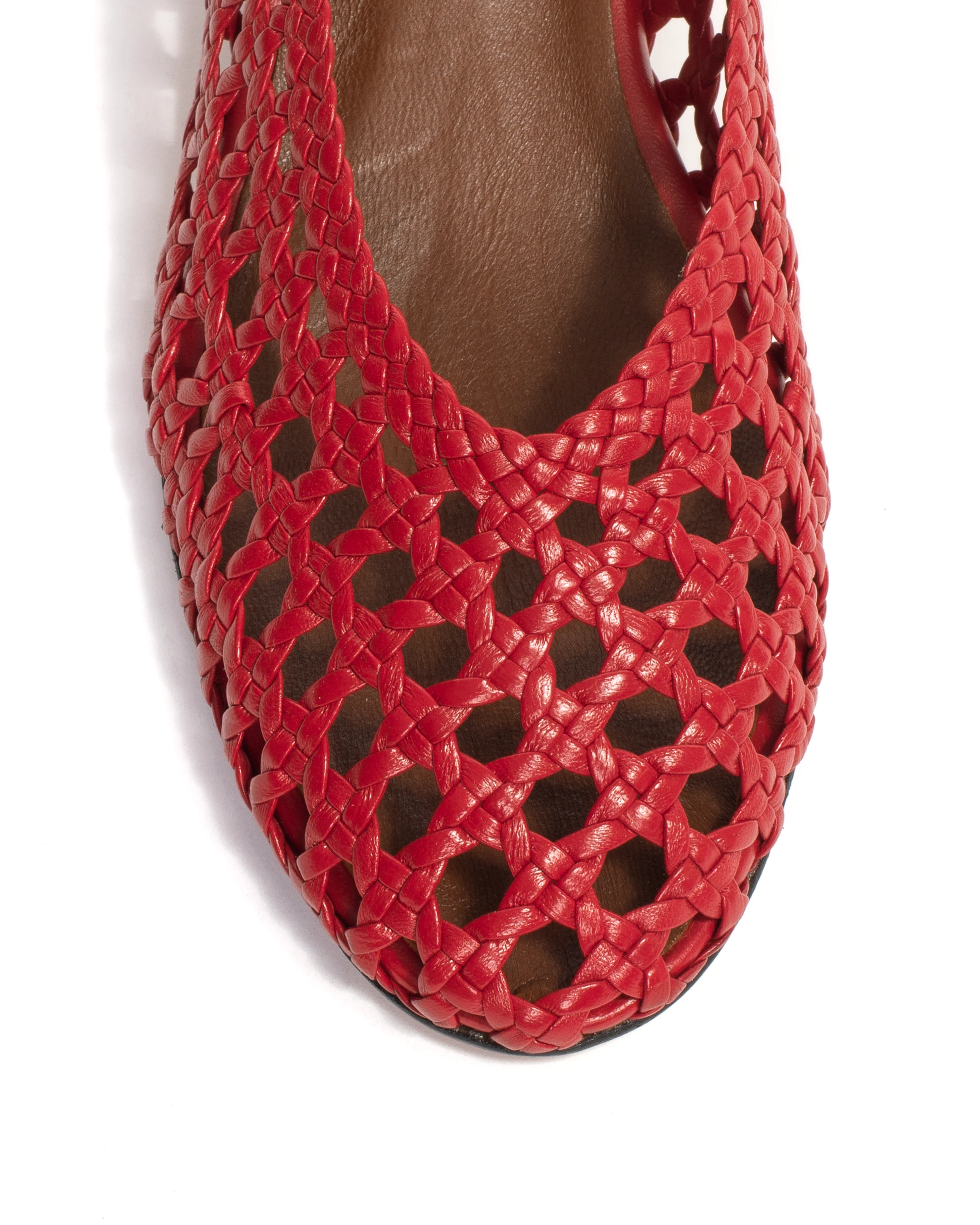Sessi 40 hand-braided Hand-braided leather Ruby red - Image 5