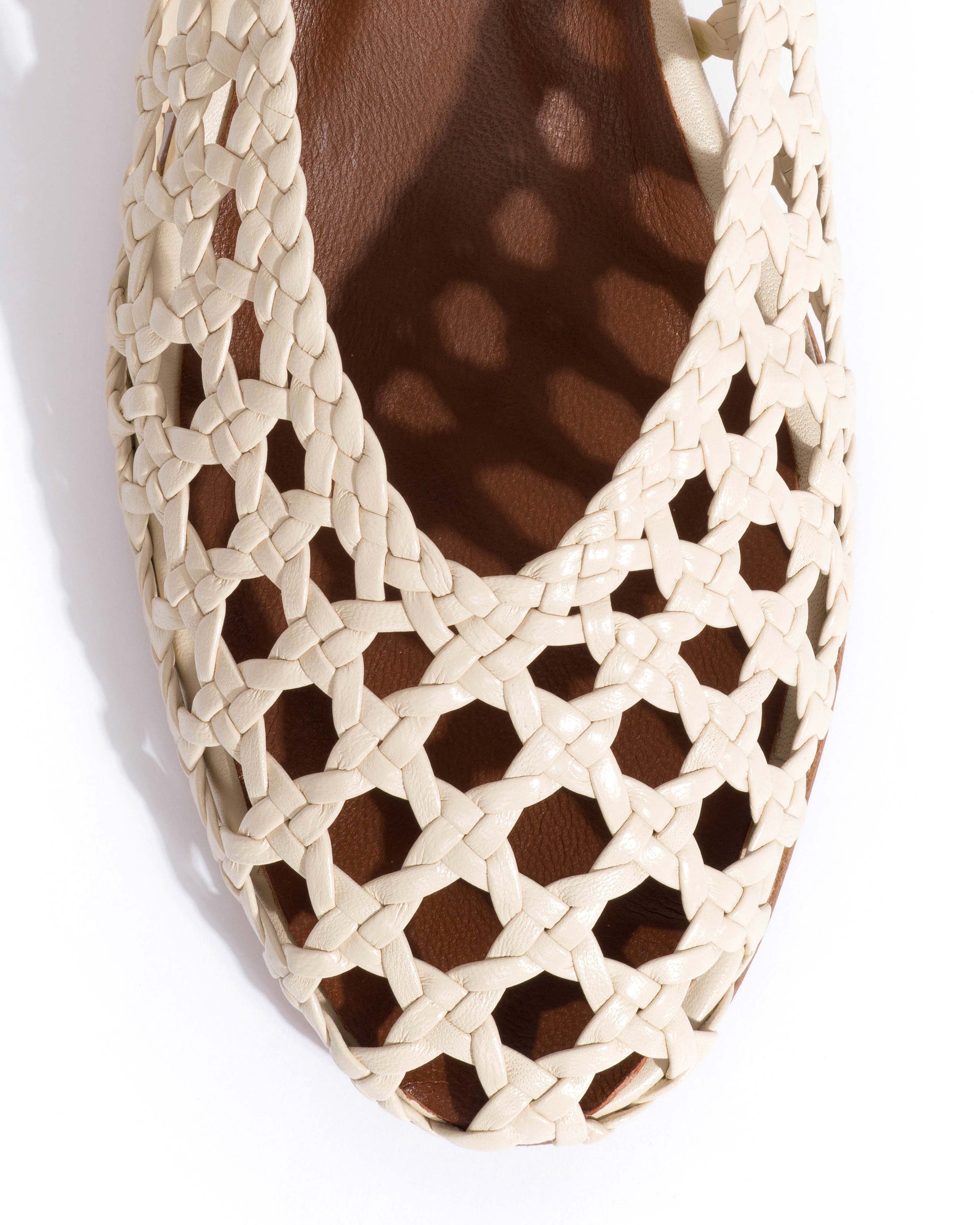 Sessi 40 hand-braided Hand-braided leather White sand - Image 5