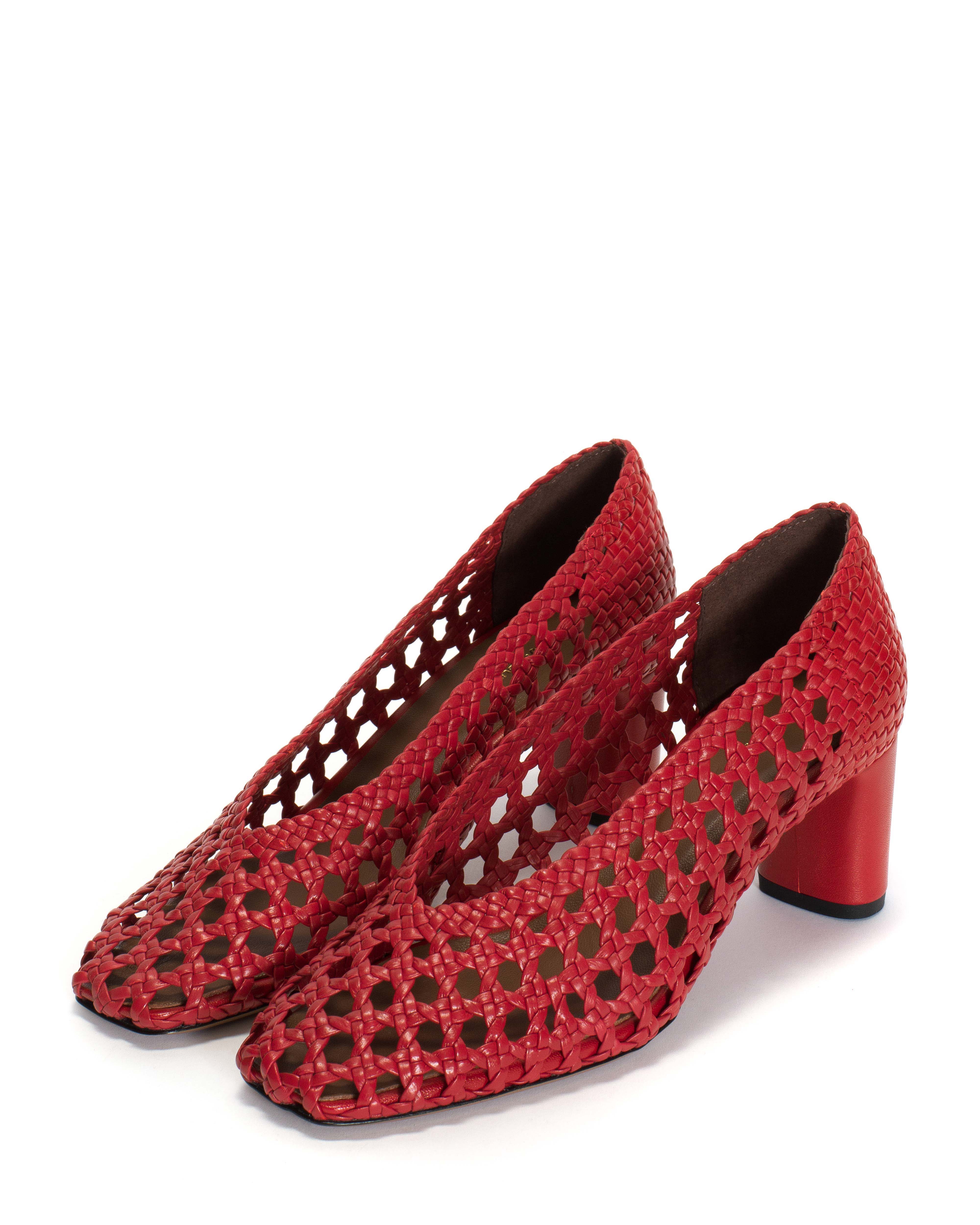 Sessi 60 hand-braided Hand-braided leather Ruby red - Image 2
