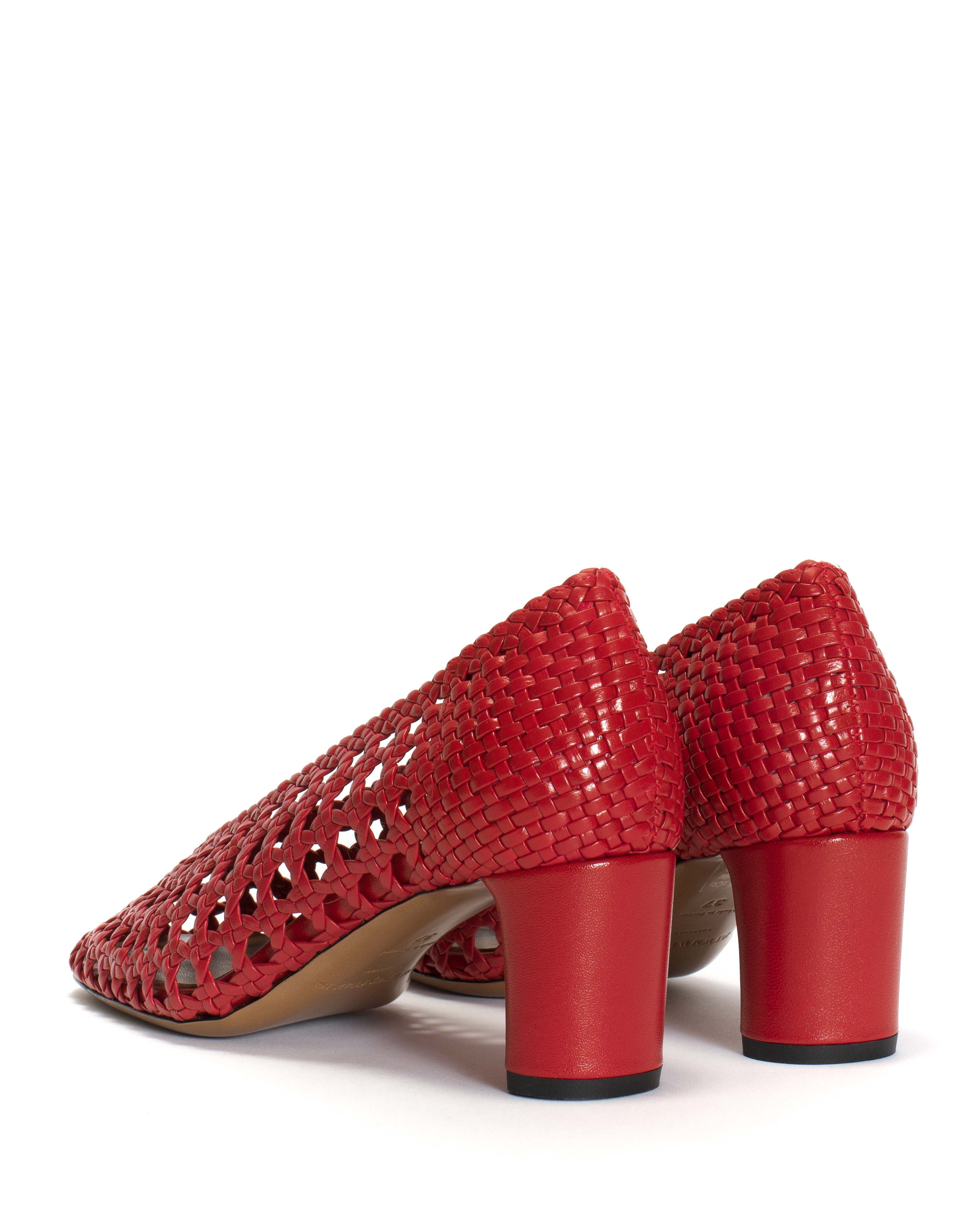 Sessi 60 hand-braided Hand-braided leather Ruby red - Image 4
