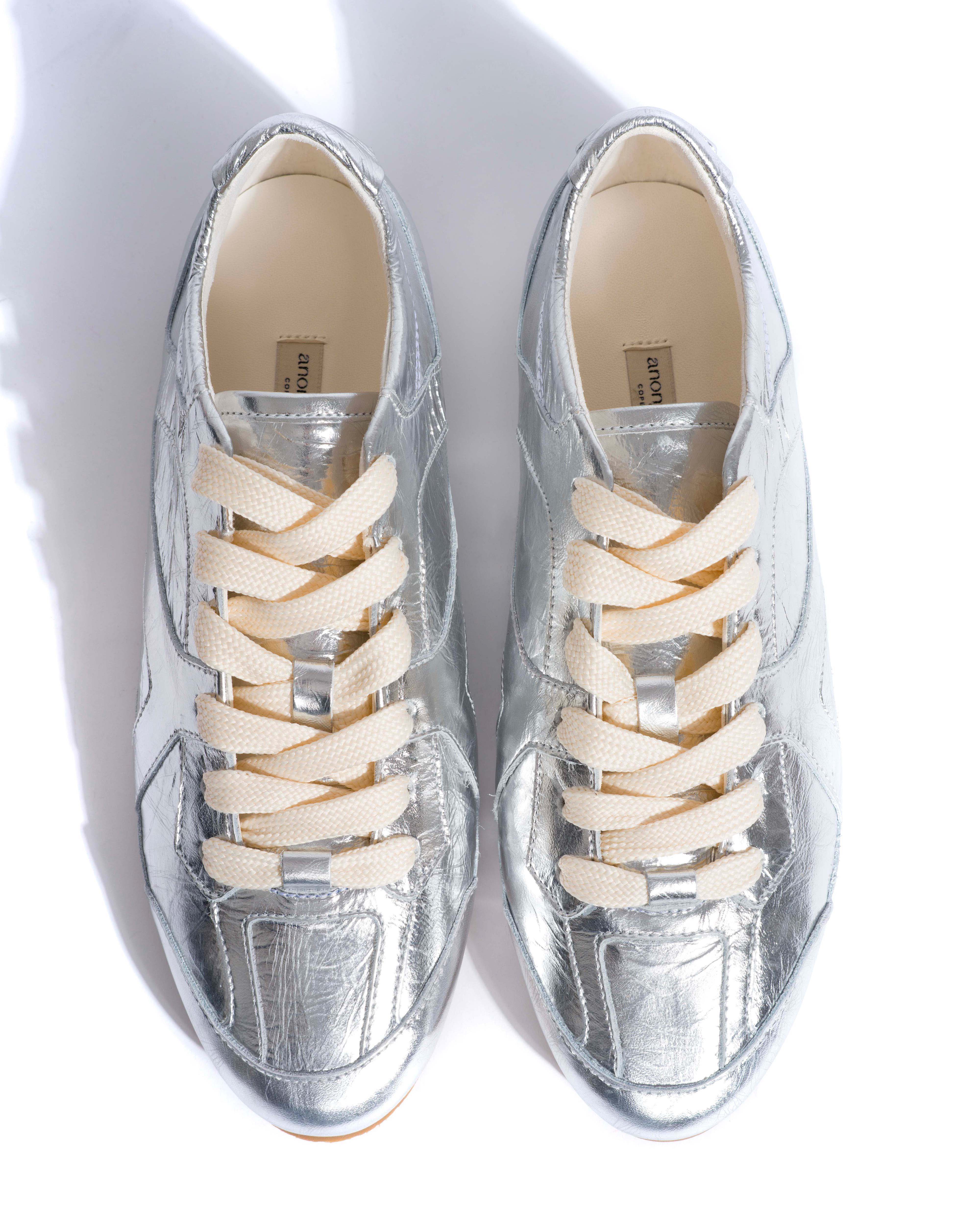 Sneakerina Crinkled metallic lamb Silver - Image 4