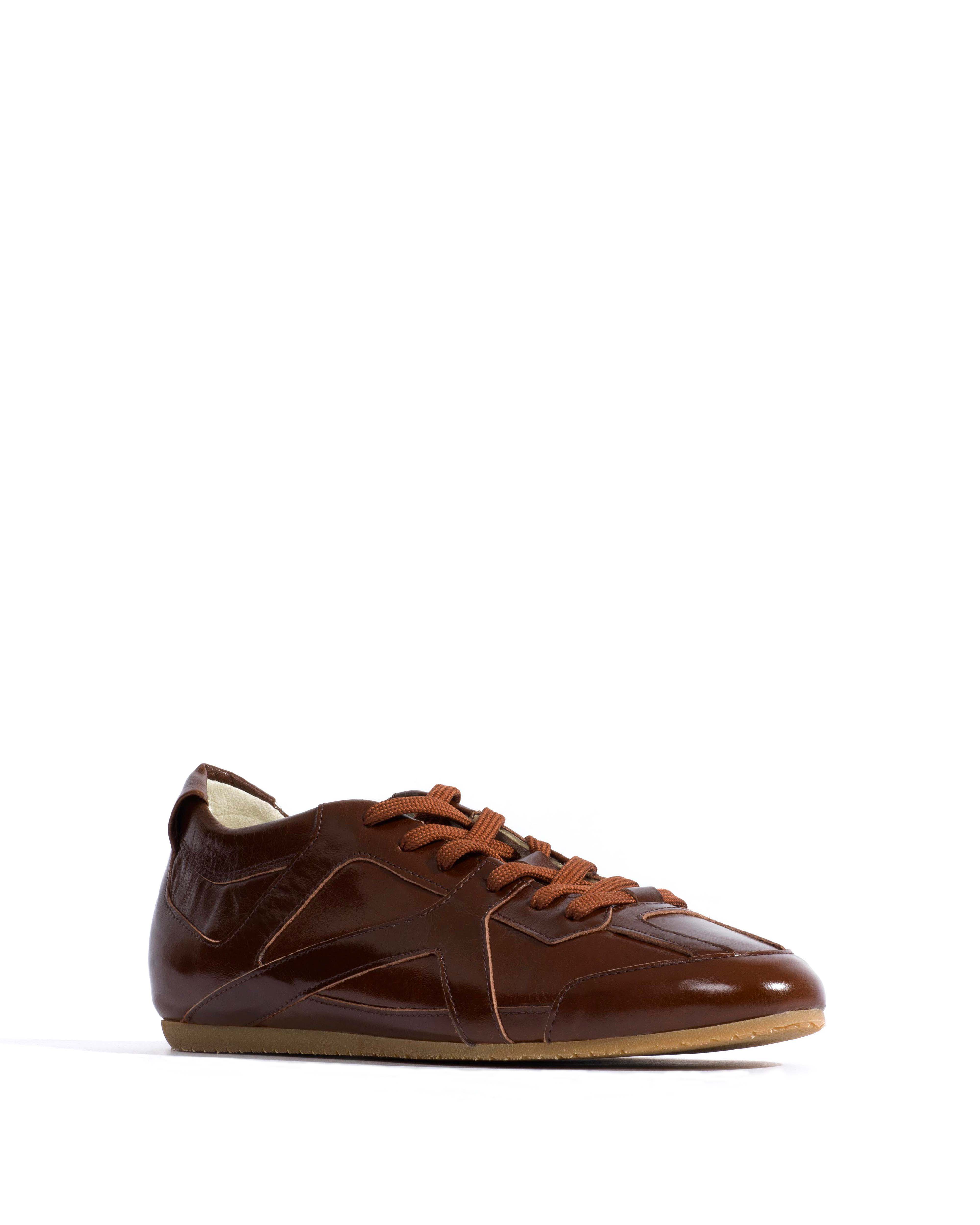 Sneakerina Crinkled polished goat Caramel brown - Image 2