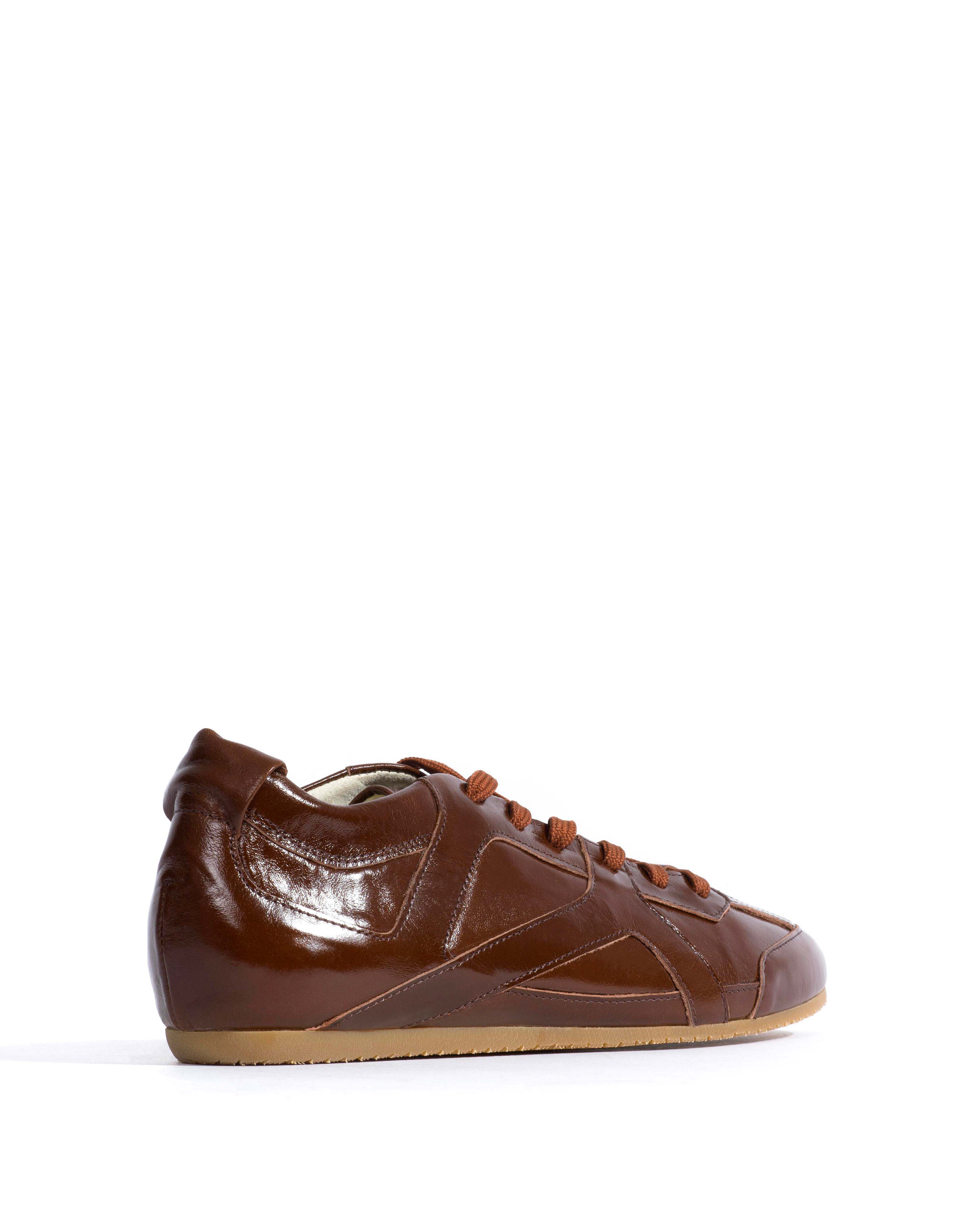 Sneakerina Crinkled polished goat Caramel brown - Image 3
