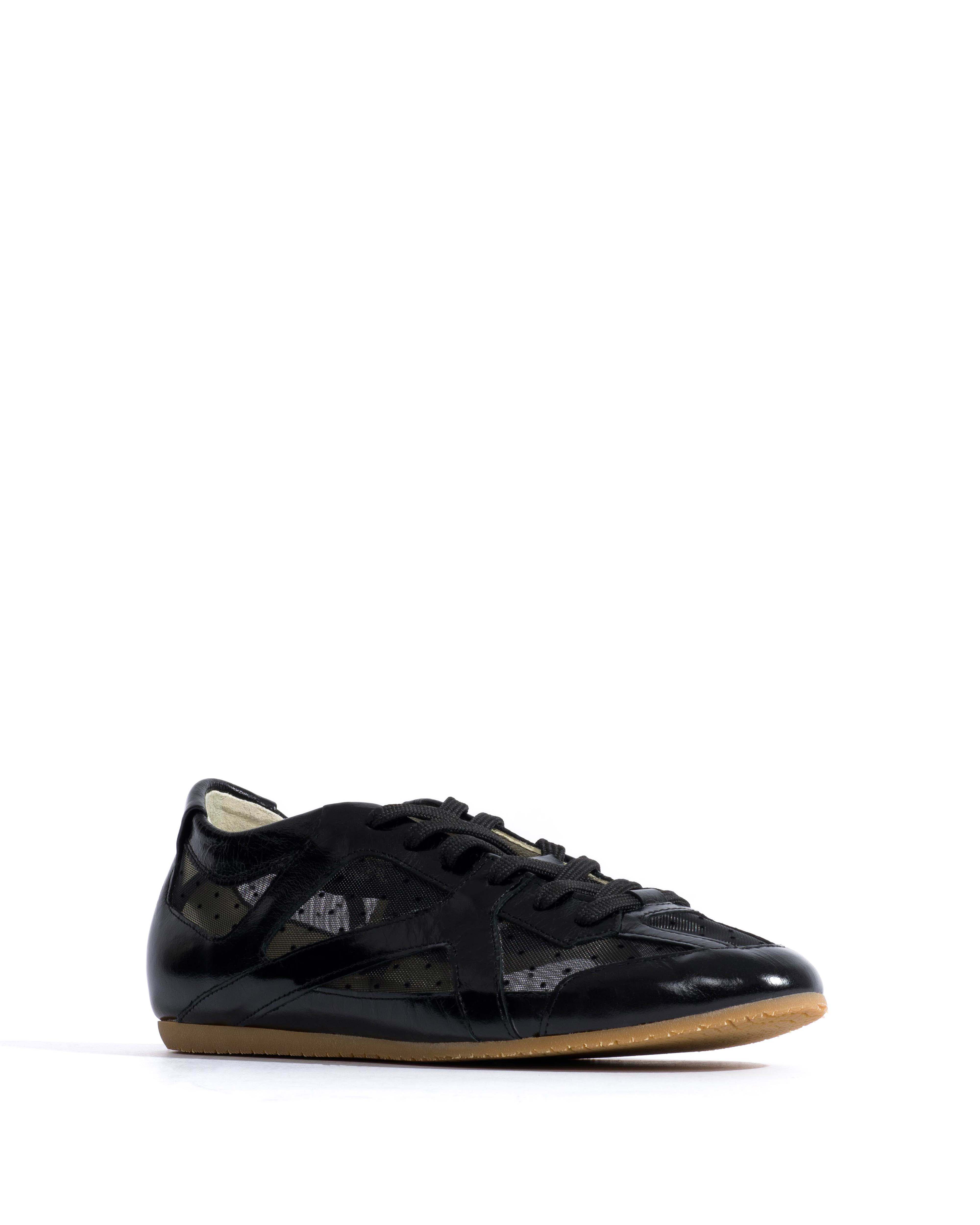 Sneakerina Crinkled polished goat & dot velvet mesh Black - Image 2