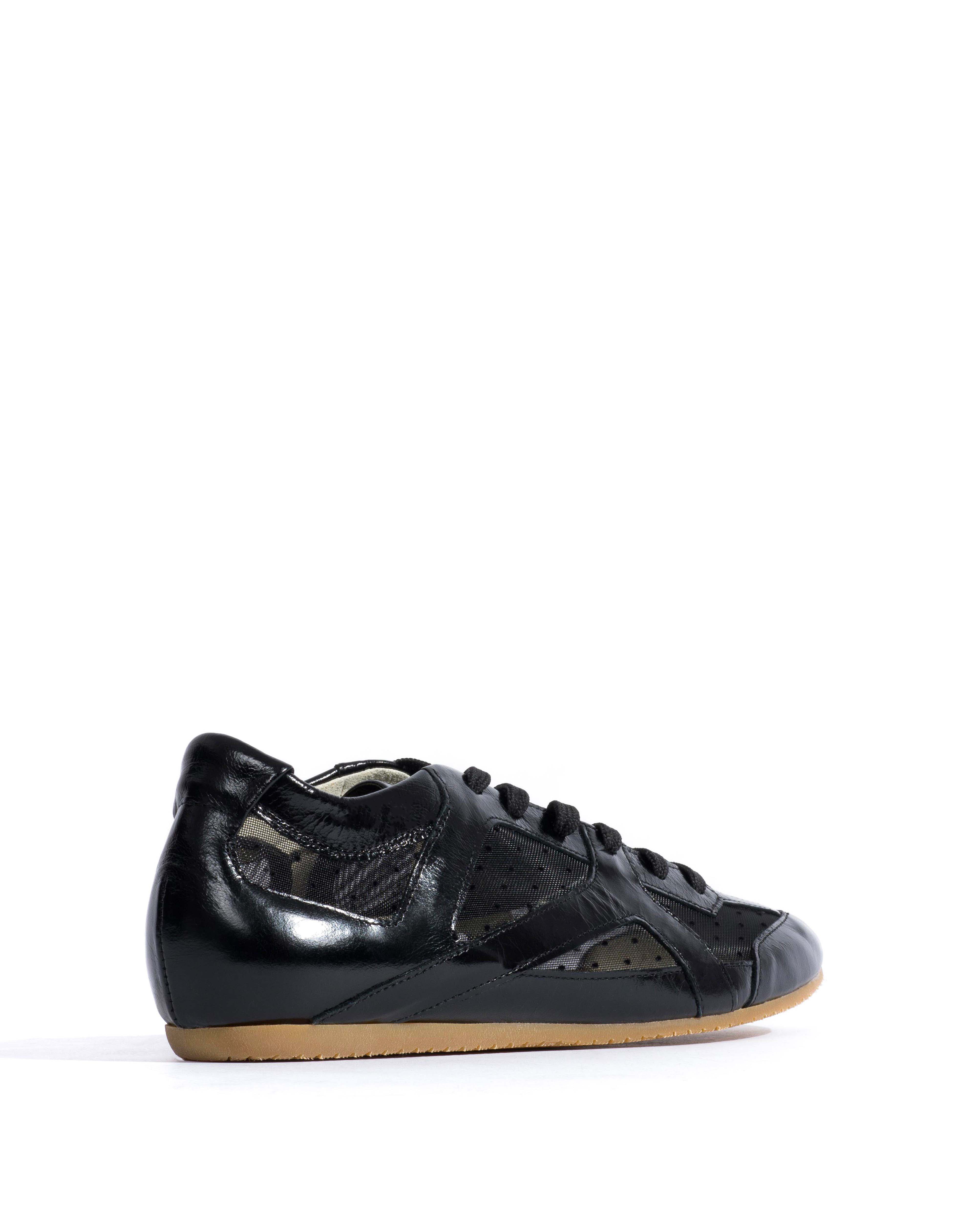 Sneakerina Crinkled polished goat & dot velvet mesh Black - Image 3