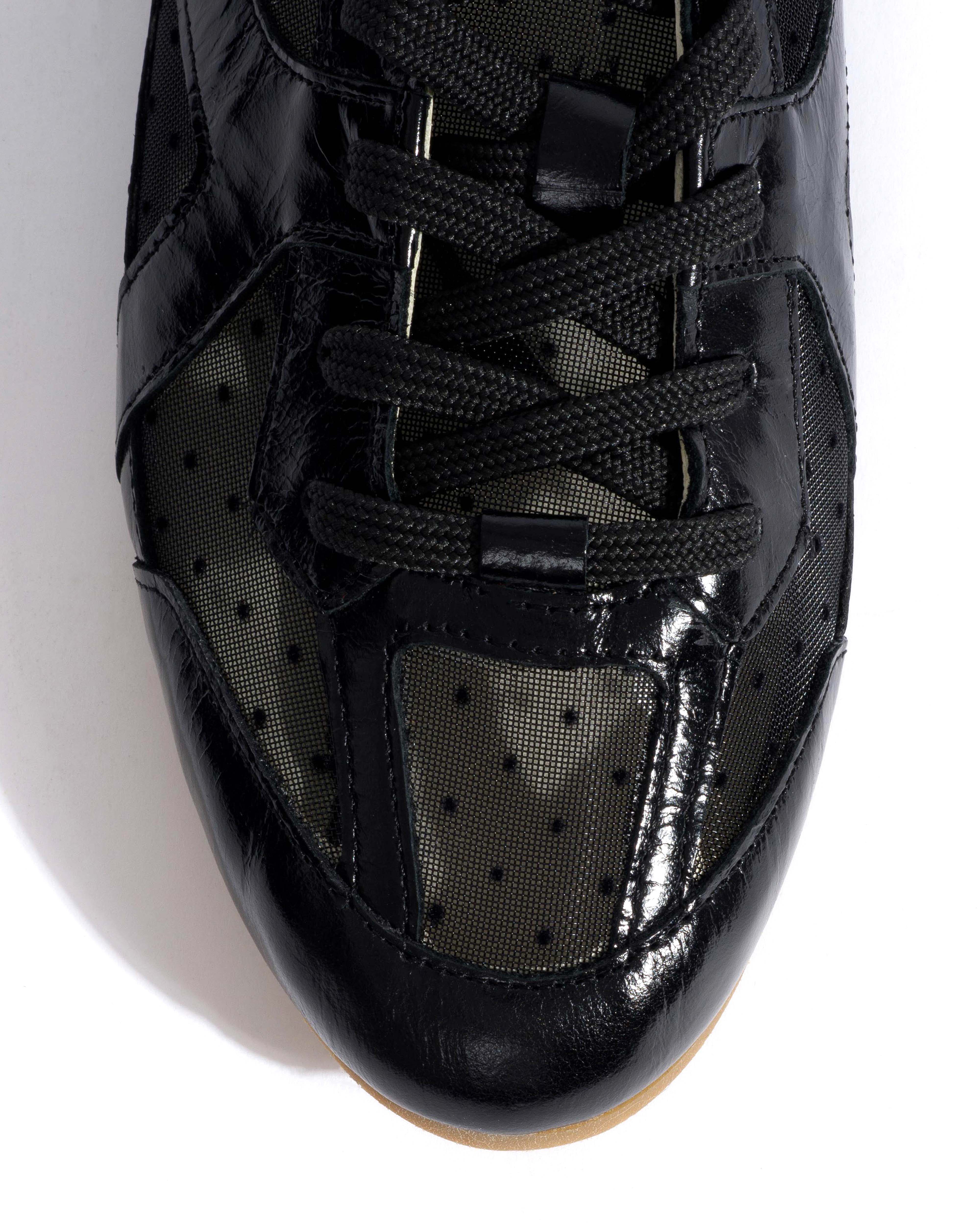 Sneakerina Crinkled polished goat & dot velvet mesh Black - Image 5