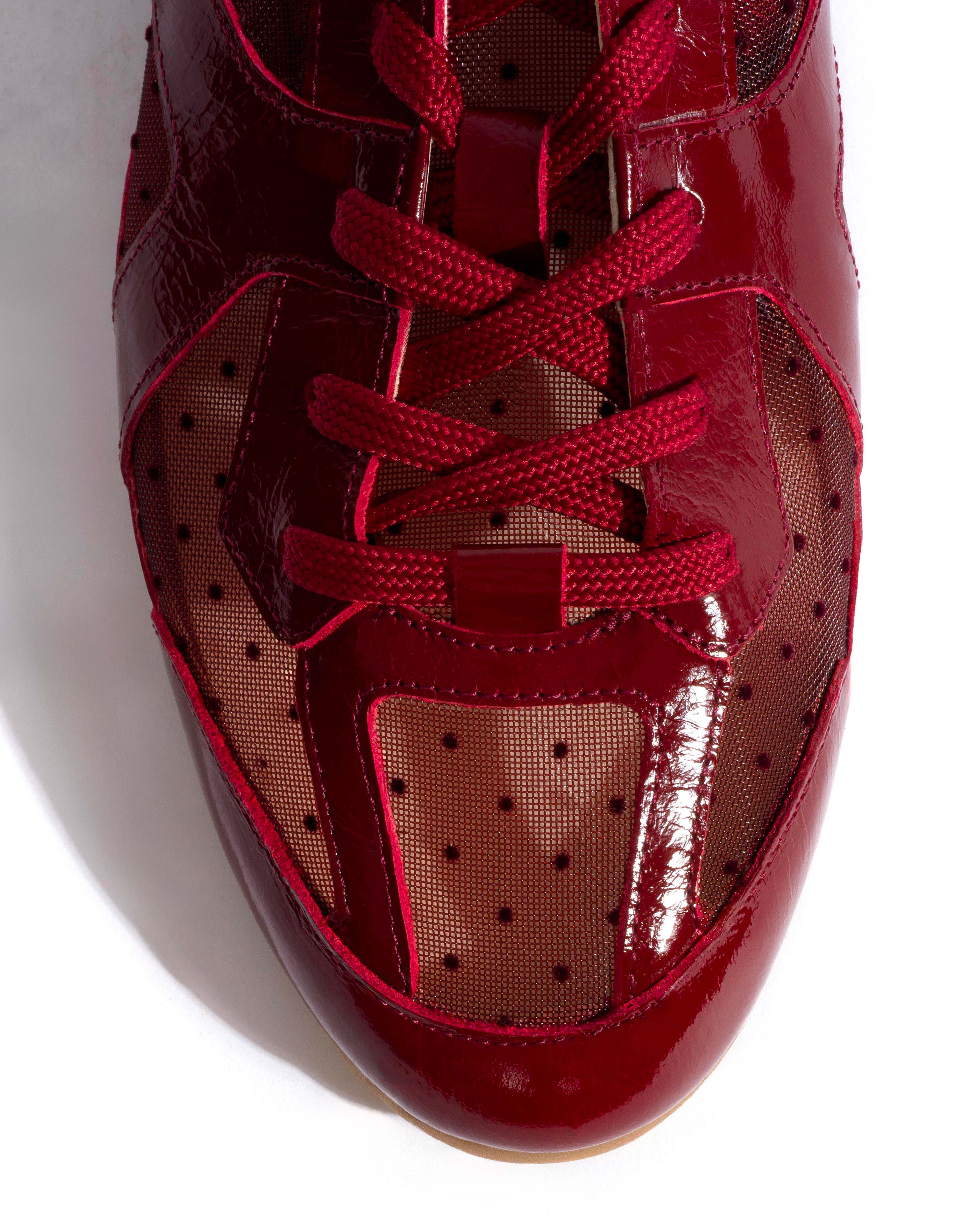 Sneakerina Crinkled polished goat & dot velvet mesh Pomegranate - Image 5