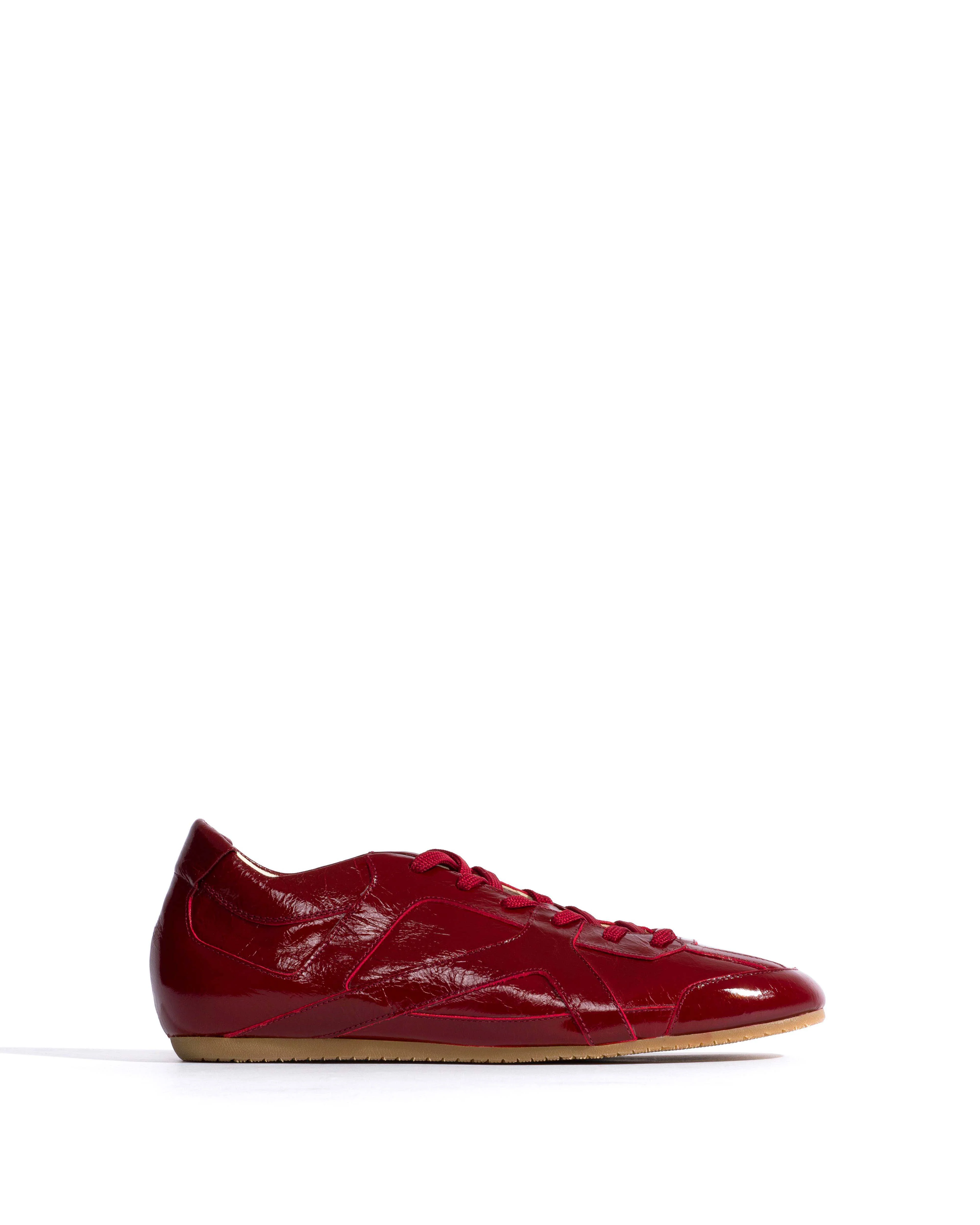 Sneakerina Crinkled polished goat Pomegranate