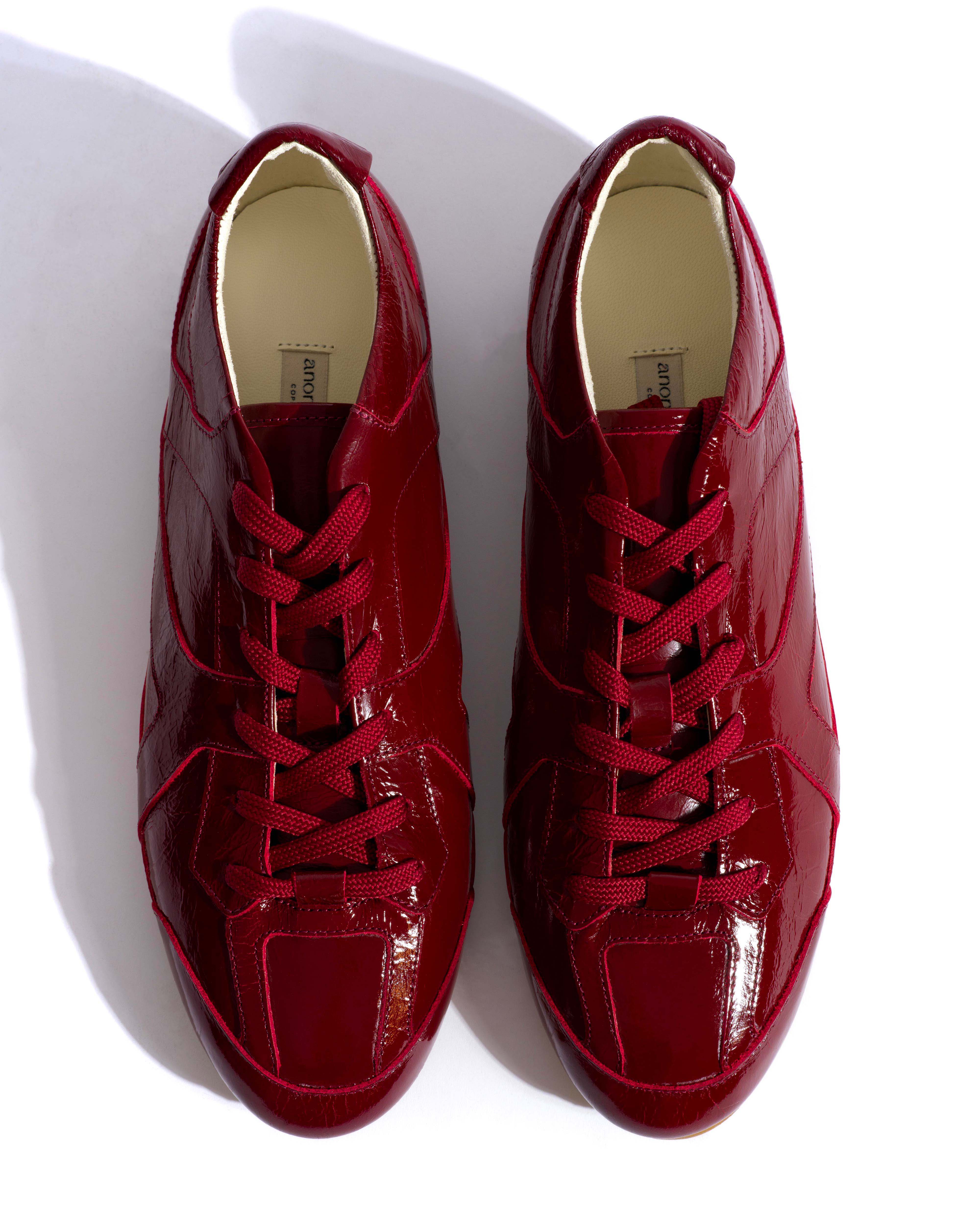 Sneakerina Crinkled polished goat Pomegranate - Image 4
