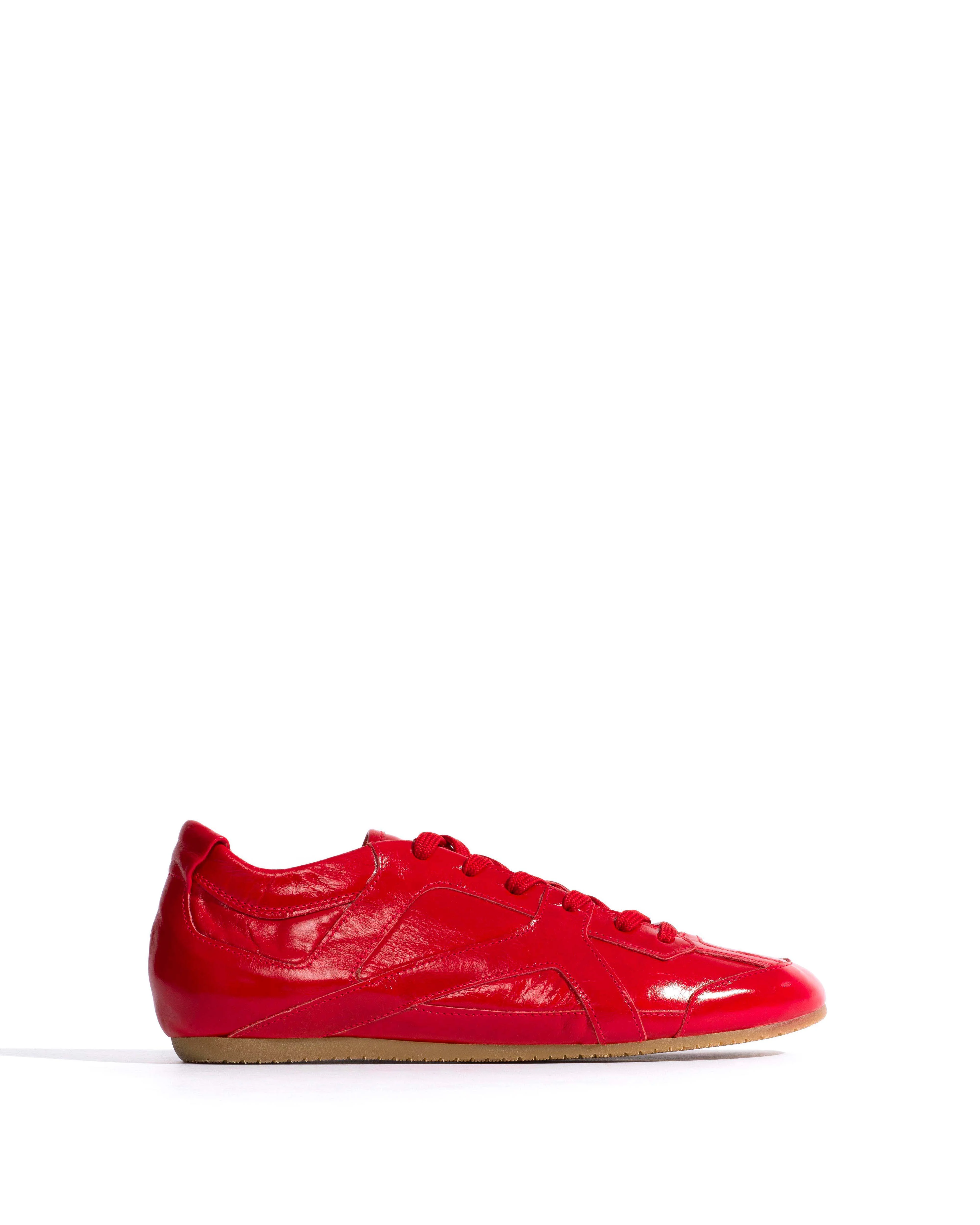 Sneakerina Crinkled polished goat Scarlet