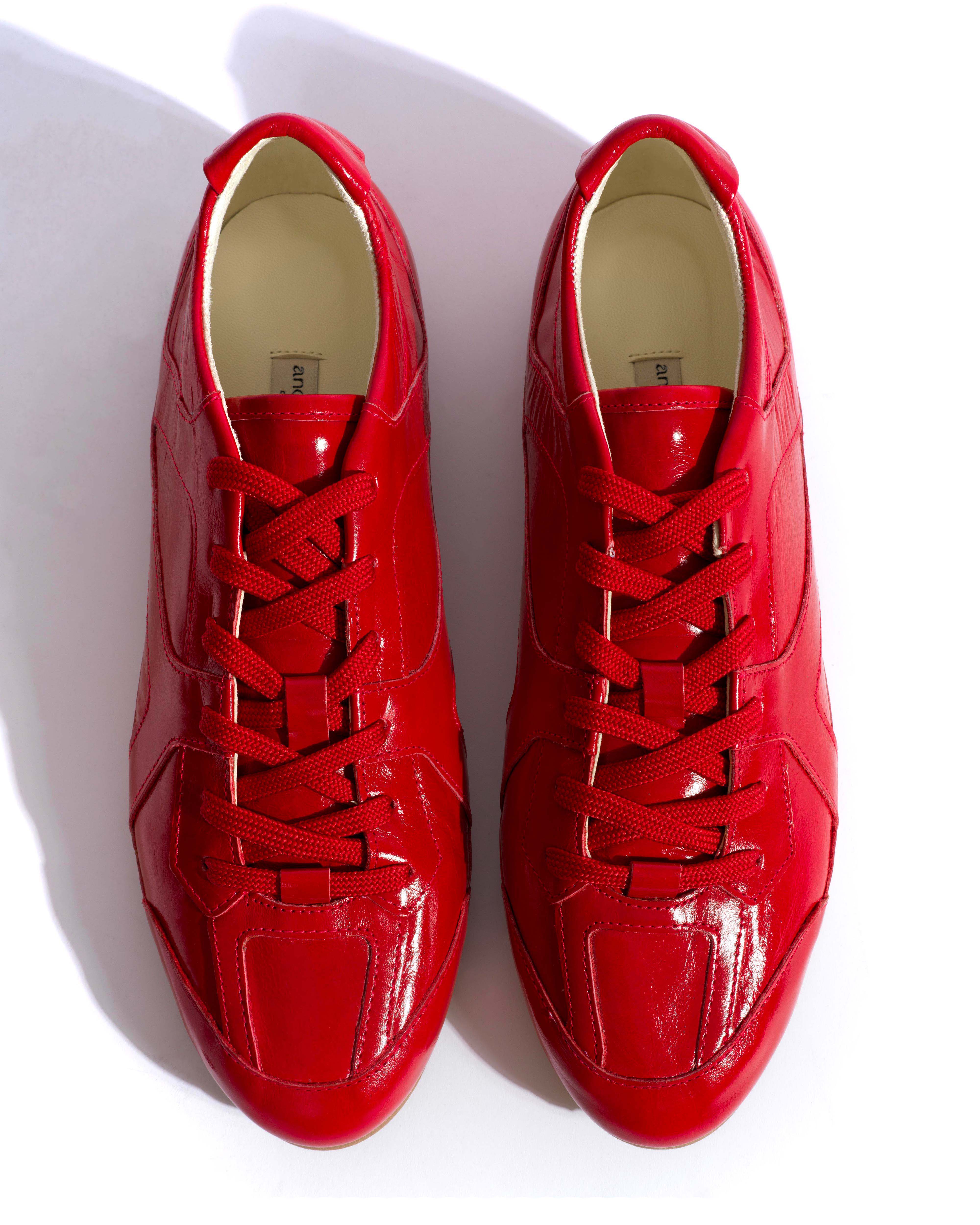 Sneakerina Crinkled polished goat Scarlet - Image 4